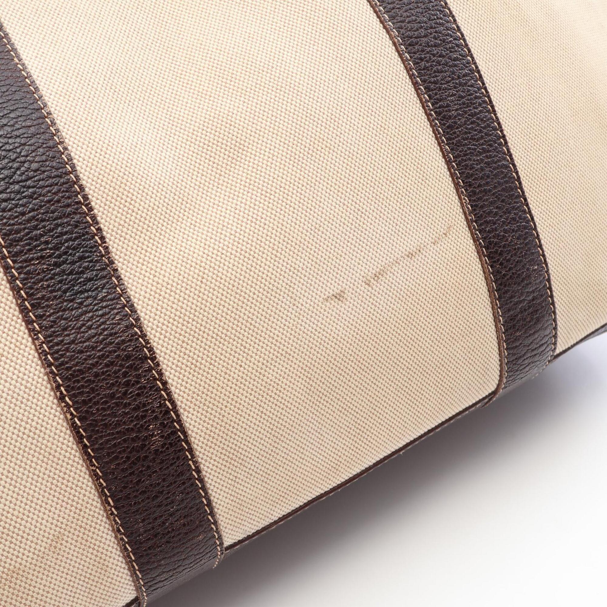 Hermes Beige Brown Toile H Buffalo Leather Handbag Tote Bag (Pre-Owned)