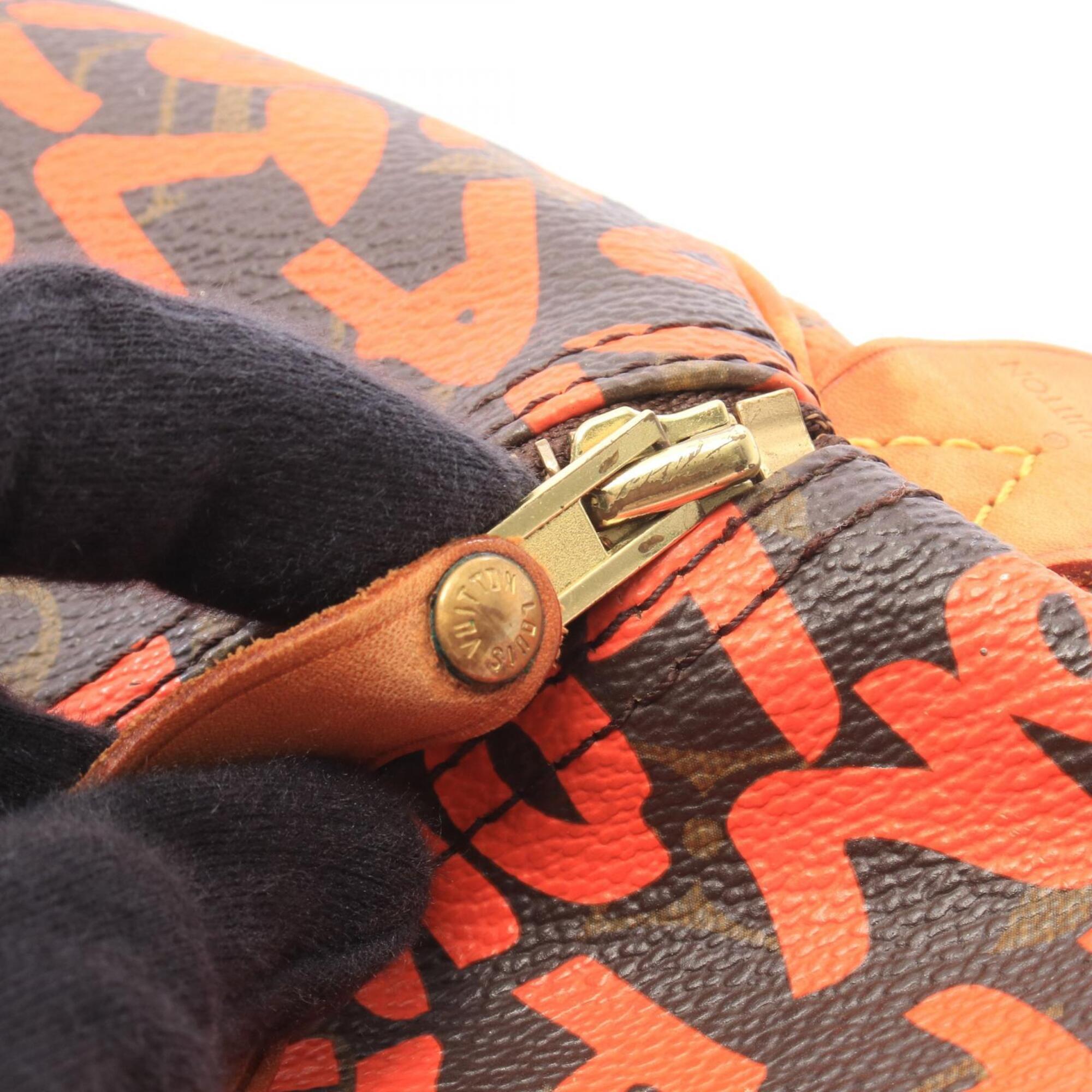 Louis Vuitton Brown Orange Coated Canvas Leather Handbag (Pre-Owned)