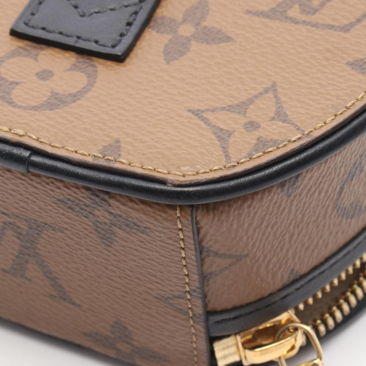 Louis Vuitton Black Brown Coated Canvas Leather Handbag (Pre-Owned)