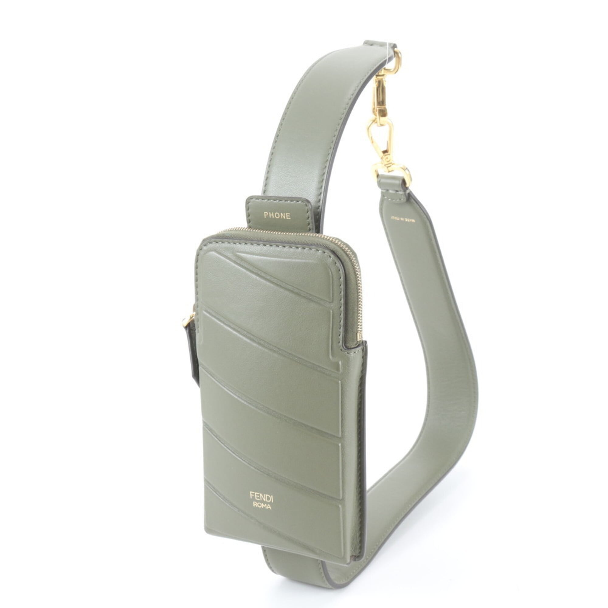 Fendi Green Khaki Leather Handbag Sling Bag (Pre-Owned)
