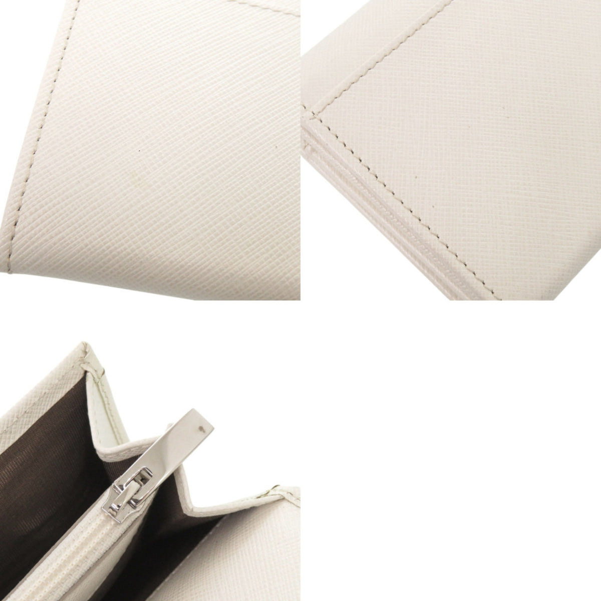 Salvatore Ferragamo White Leather Long Wallet (Bi-Fold) (Pre-Owned)