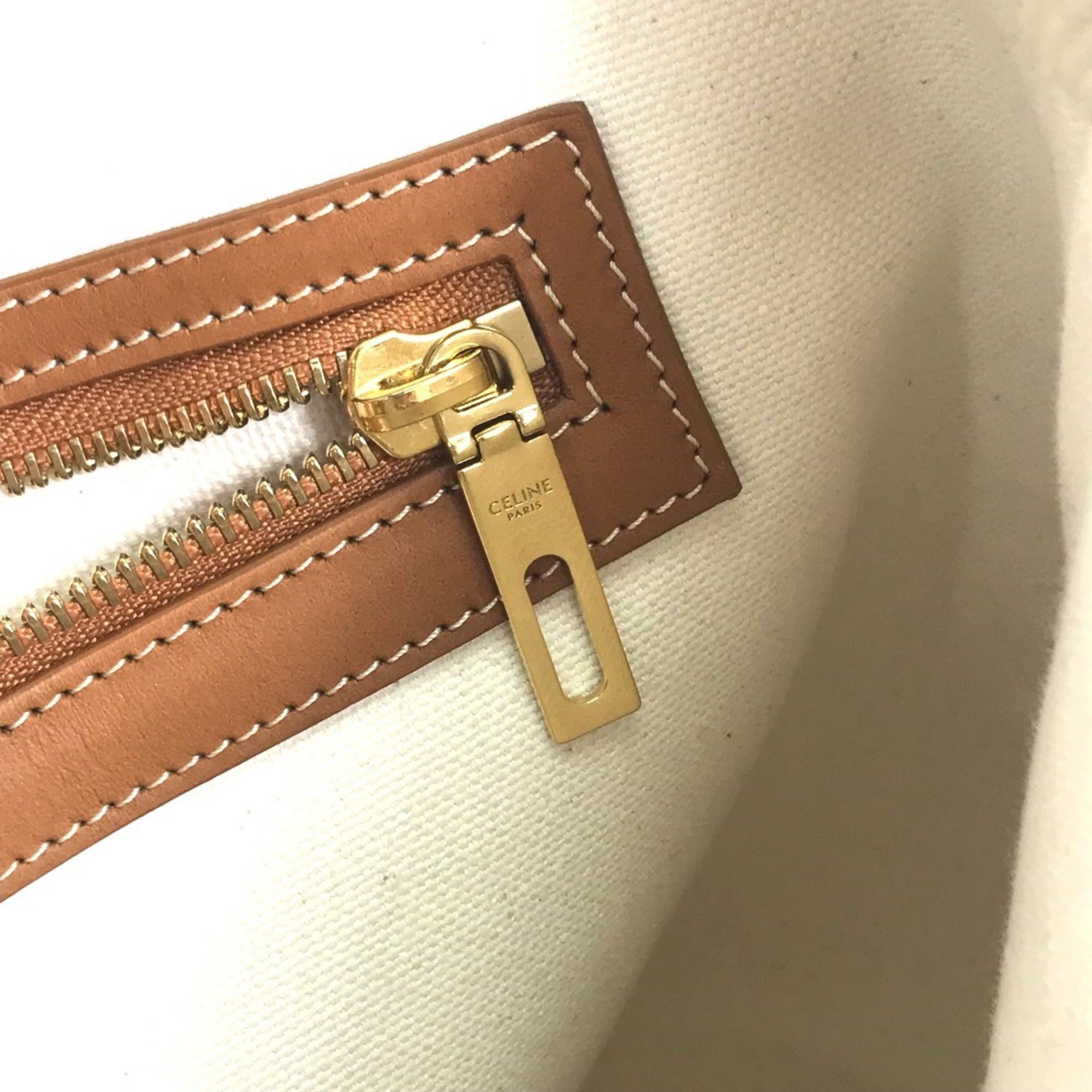 Celine Cabas Beige Canvas Leather Shoulder Bag Tote Bag (Pre-Owned)
