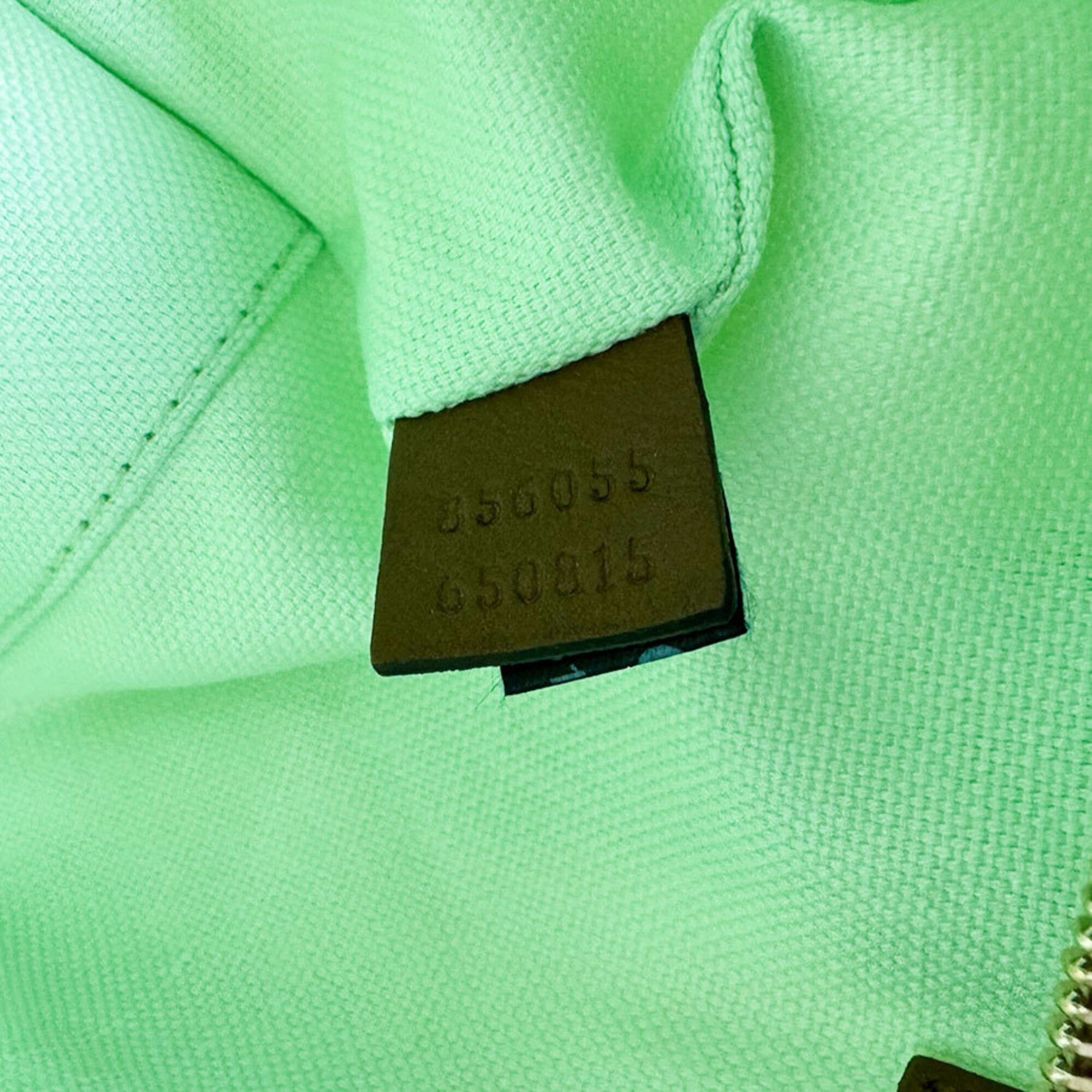 Gucci Brown Green Pink Canvas Leather Handbag Shoulder Bag (Pre-Owned)