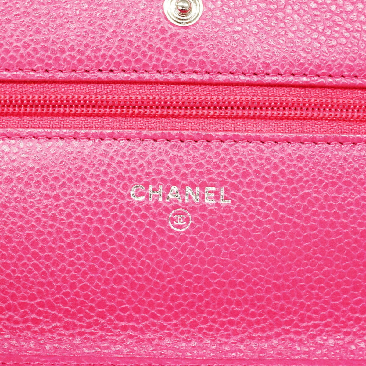 Chanel Pink Grained Calfskin Chain/Shoulder Wallet (Pre-Owned)
