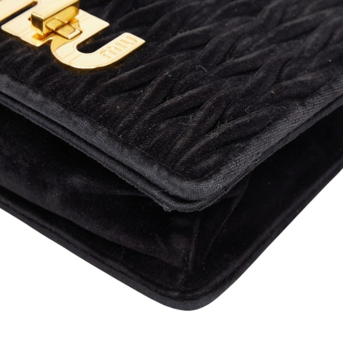 Miu Miu Matelasse Black Velvet Leather Shoulder Bag (Pre-Owned)