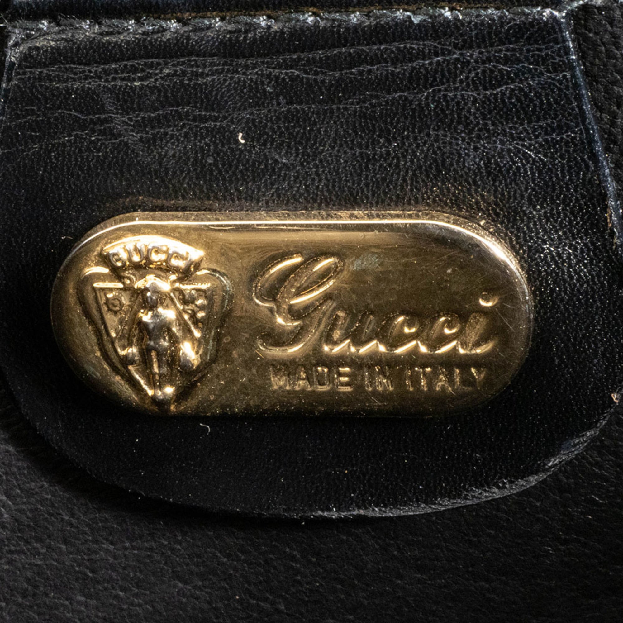 Gucci Black Leather Shoulder Bag Tote Bag (Pre-Owned)