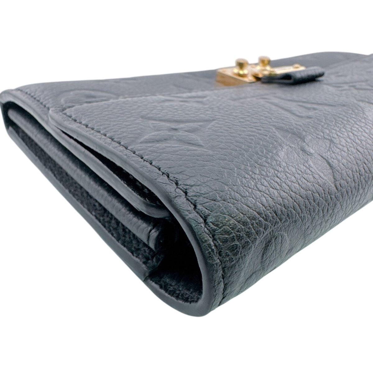 Louis Vuitton Black Leather Long Wallet (Bi-Fold) (Pre-Owned)