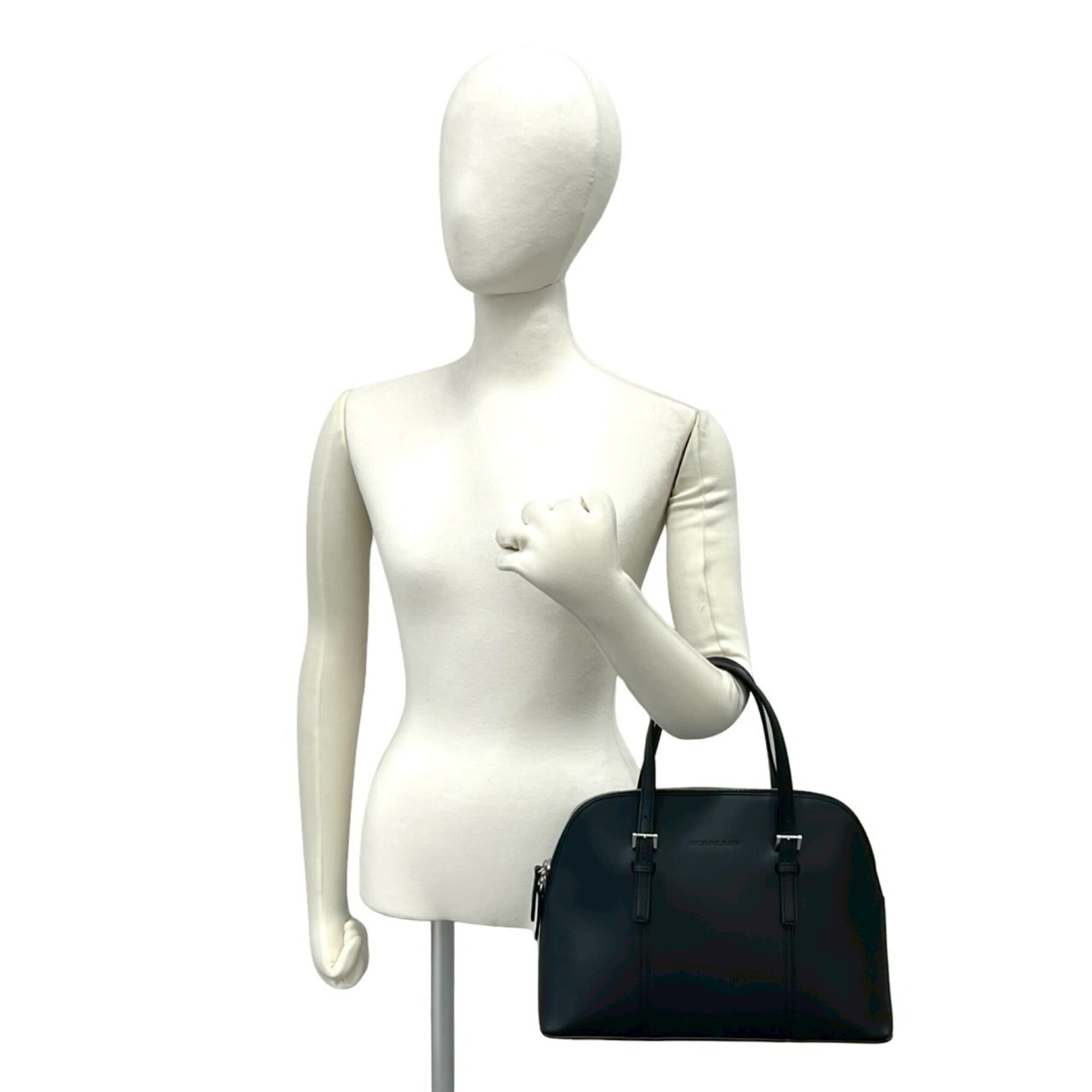 Burberry Black Leather Boston Bag Handbag (Pre-Owned)