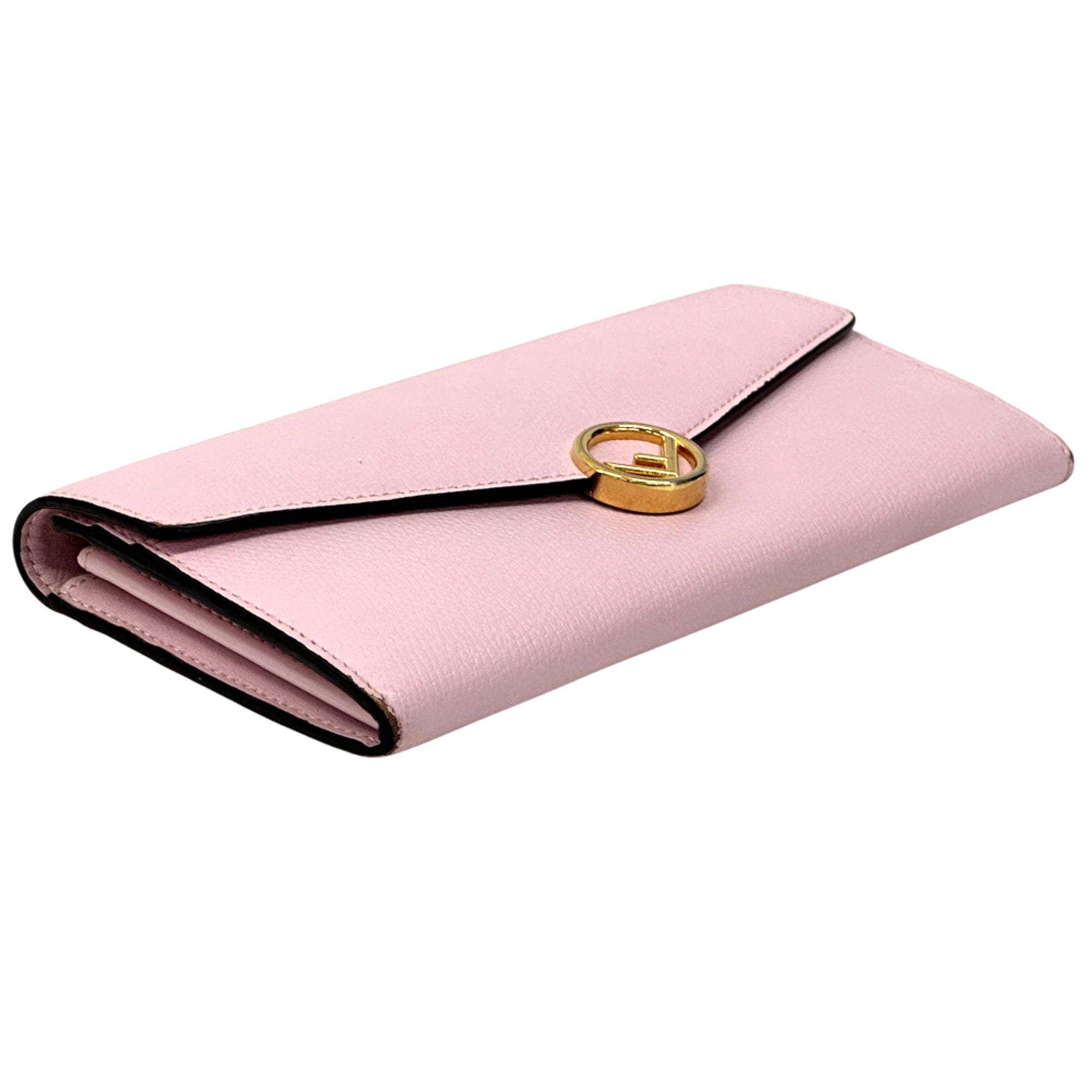 Fendi Gold Pink Leather Long Wallet (Bi-Fold) (Pre-Owned)
