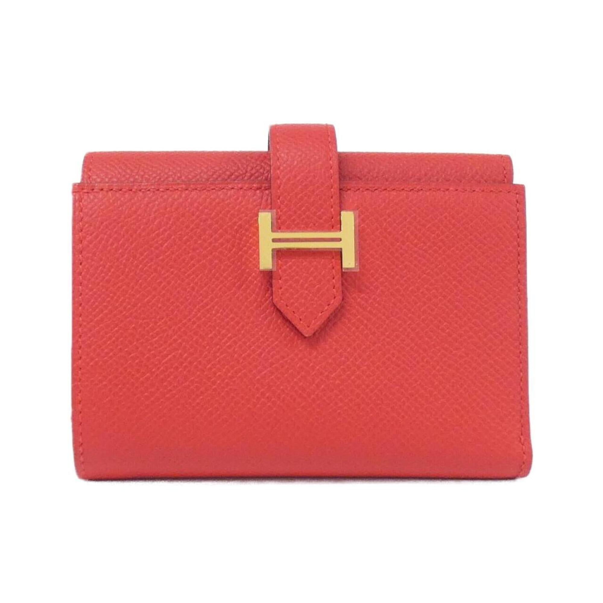 Hermes Red Color Epsom Leather Wallet (Tri-Fold) (Pre-Owned)