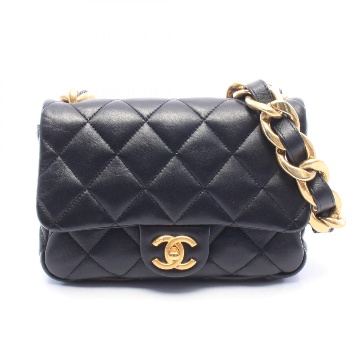 Chanel Black Leather Handbag Shoulder Bag (Pre-Owned)