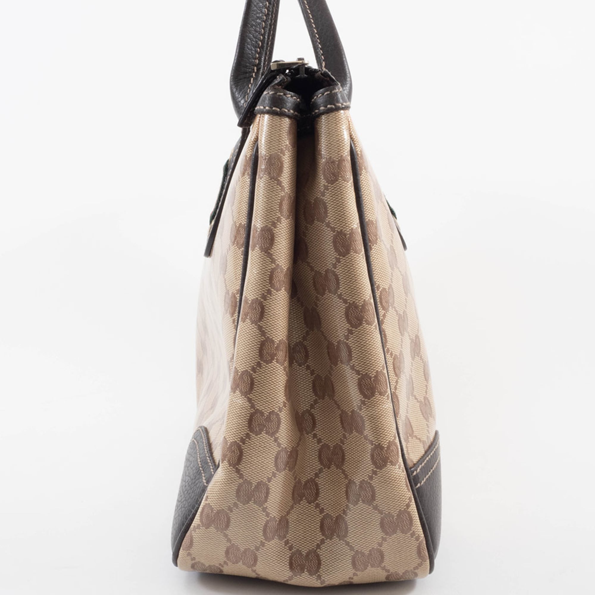 Gucci Gg Crystal Beige Brown Pvc Leather Tote Bag (Pre-Owned)