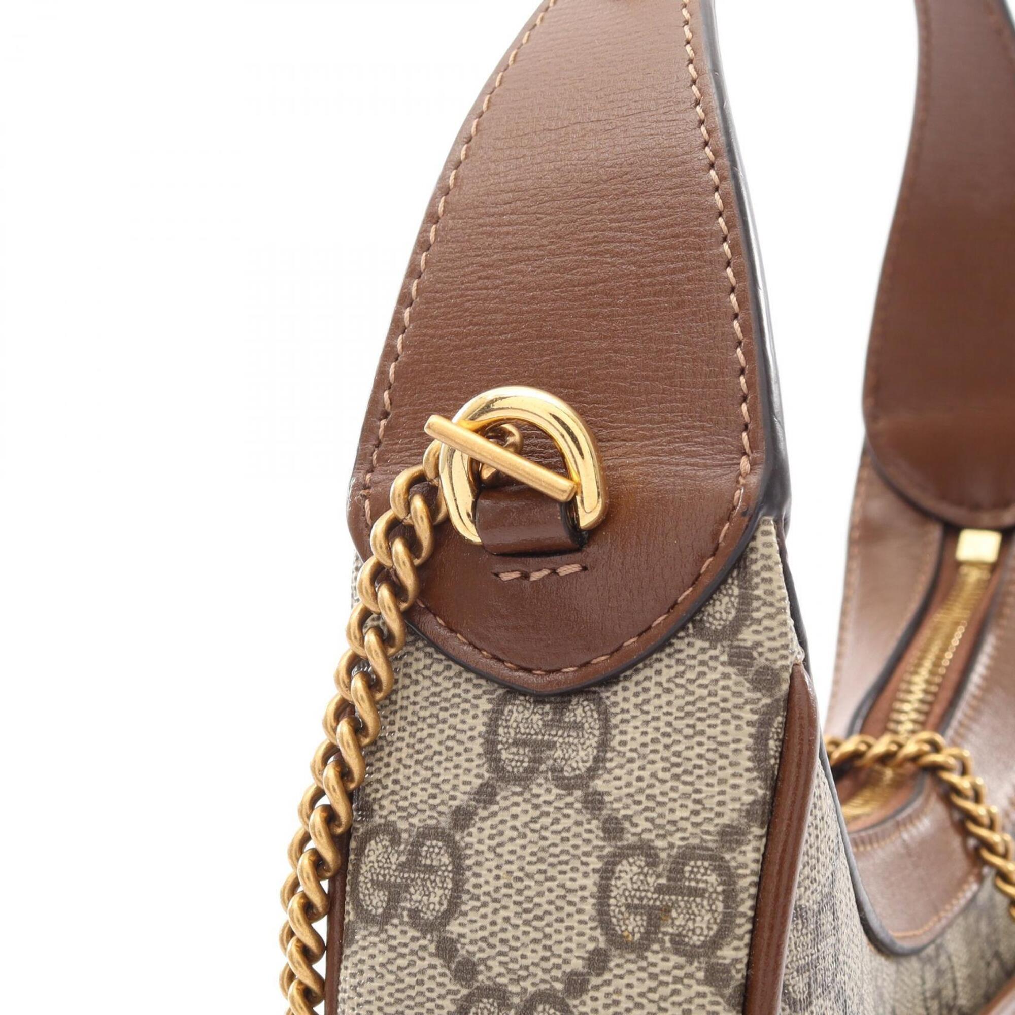 Gucci Beige Brown Gg Supreme Leather Handbag (Pre-Owned)