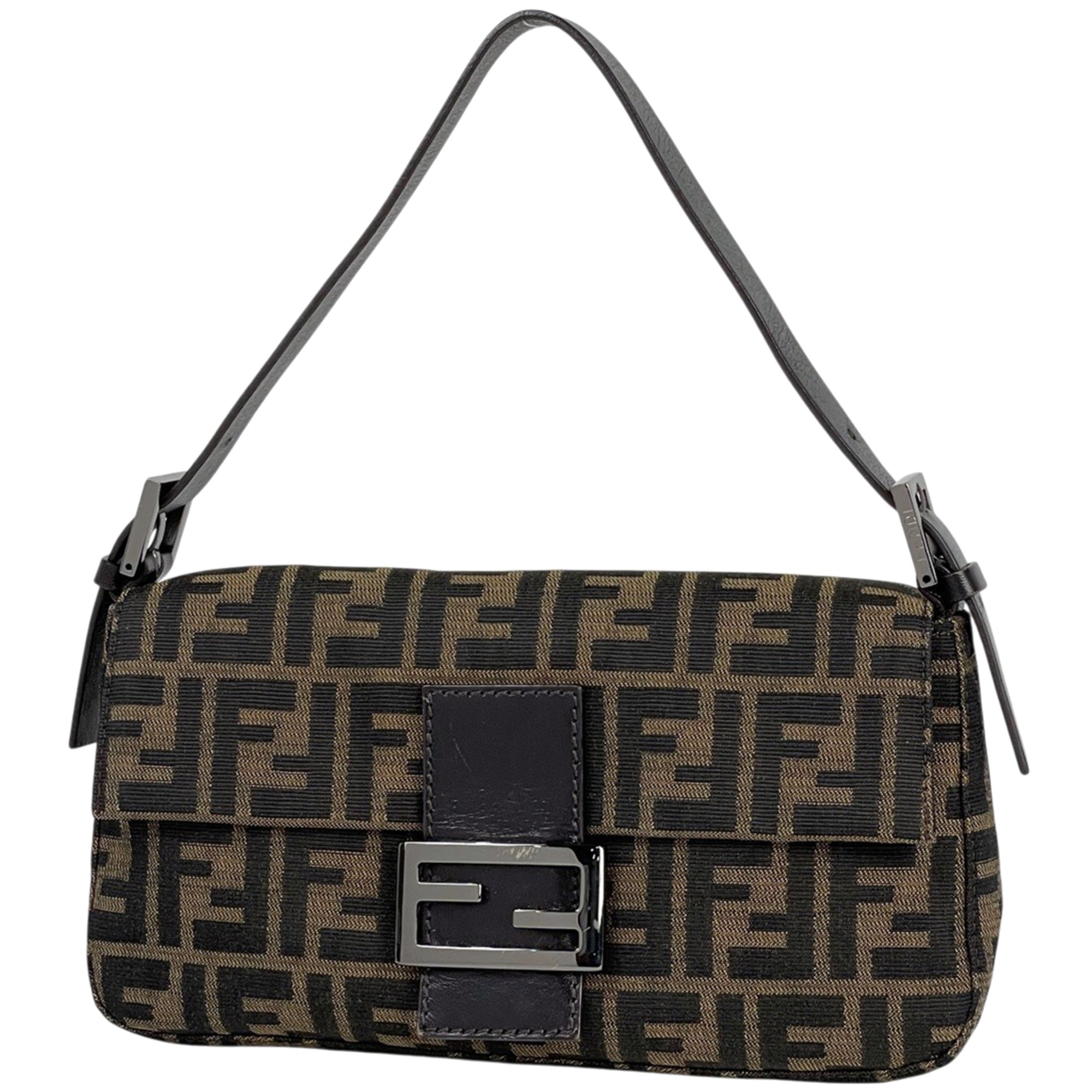 Fendi Brown Zucca Handbag Shoulder Bag (Pre-Owned)