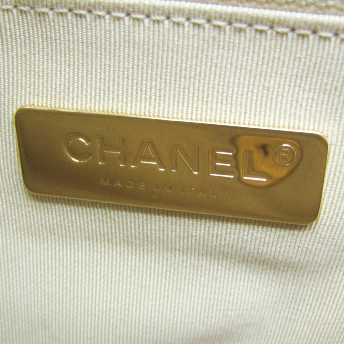 Chanel Light Beige Leather Shoulder Bag (Pre-Owned)
