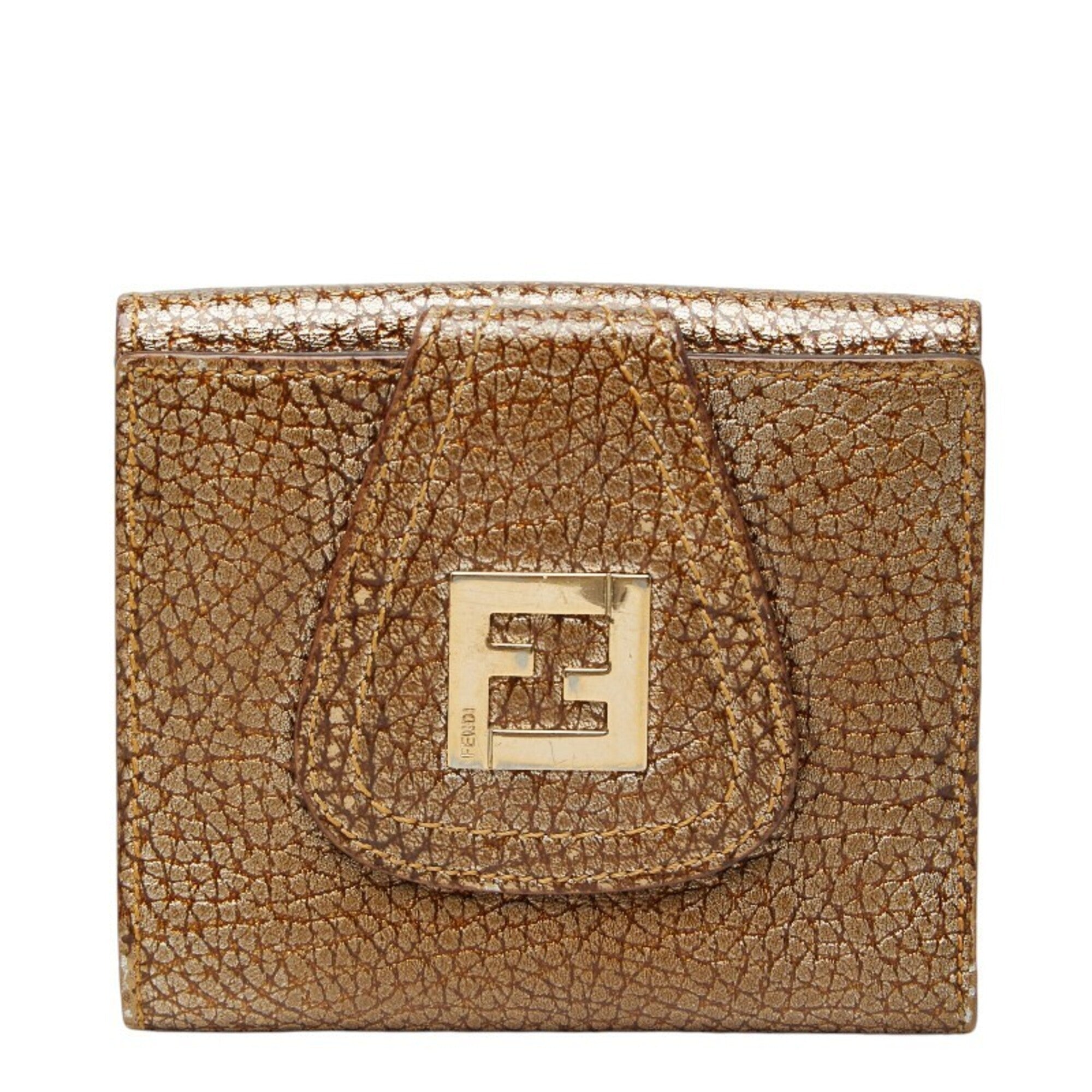 Fendi Gold Leather Wallet (Bi-Fold) (Pre-Owned)