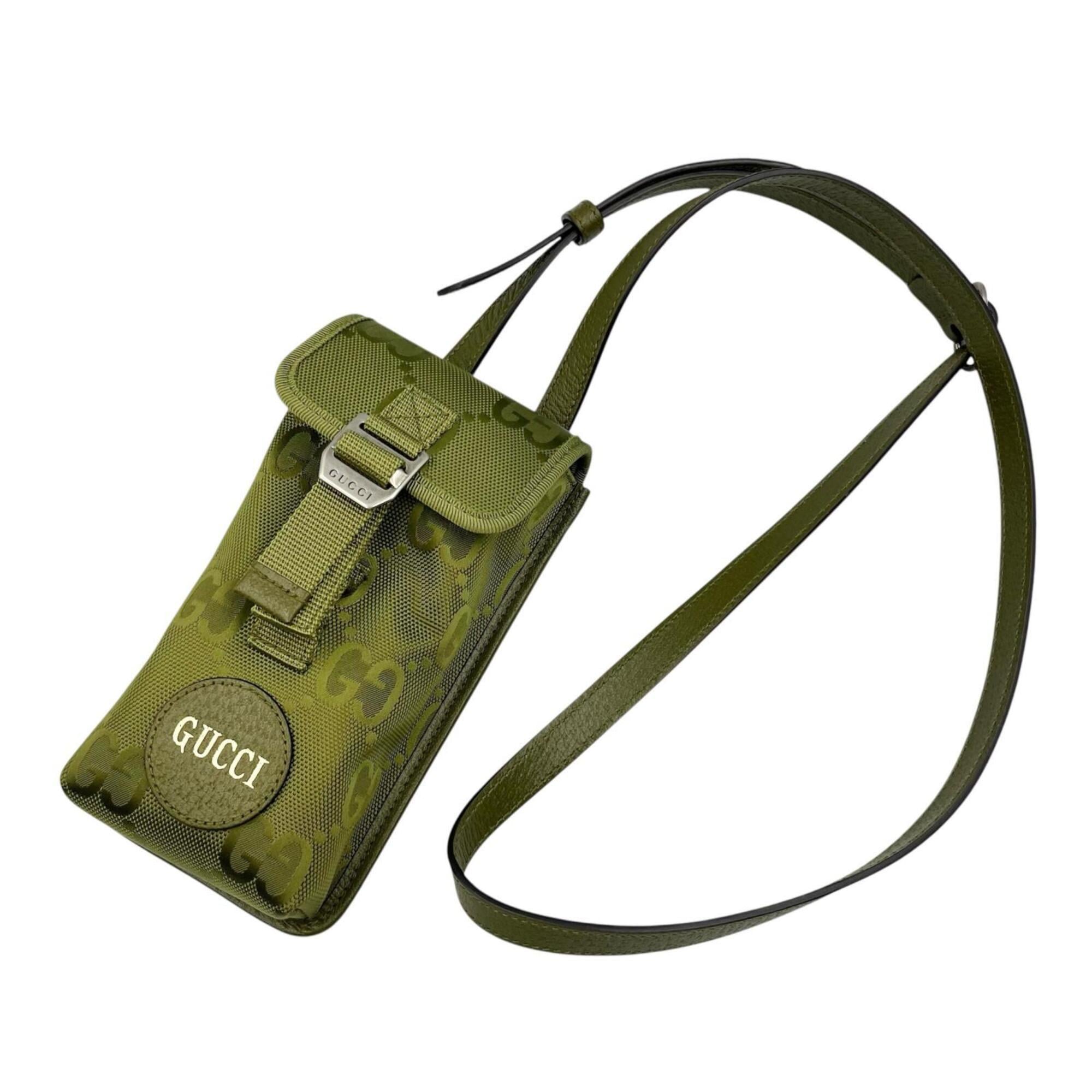 Gucci Green Leather Gg Canvas Shoulder Bag (Pre-Owned)