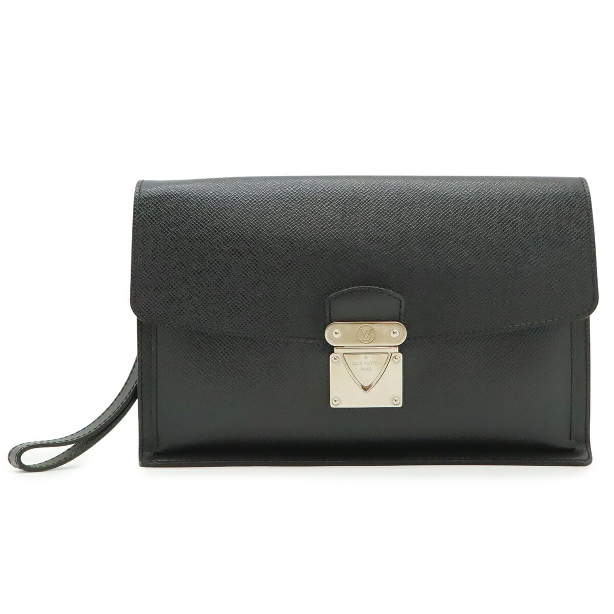 Louis Vuitton Ardoise Black Leather Clutch Bag (Pre-Owned)