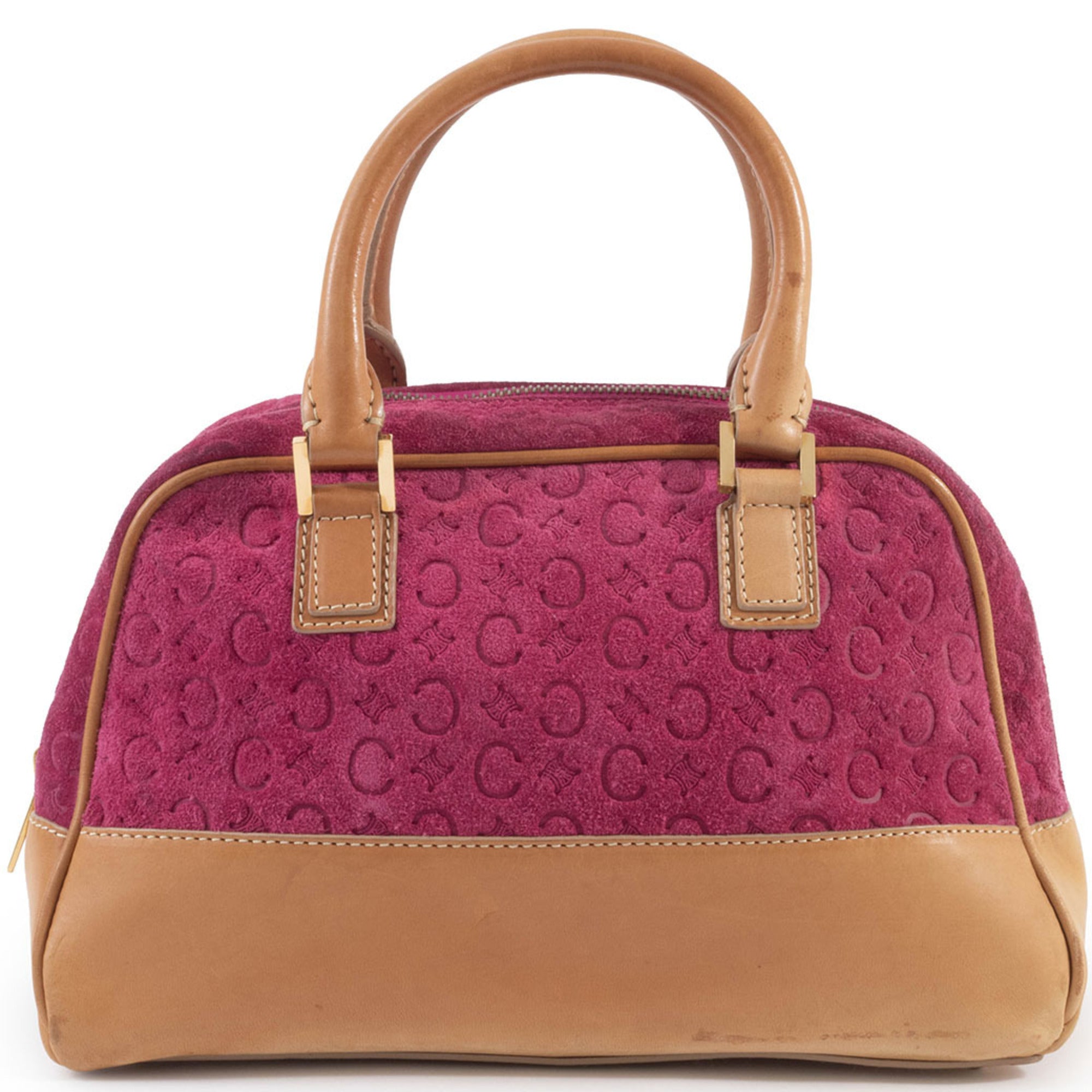 Celine Macadam Camel Purple Suede Leather Handbag (Pre-Owned)