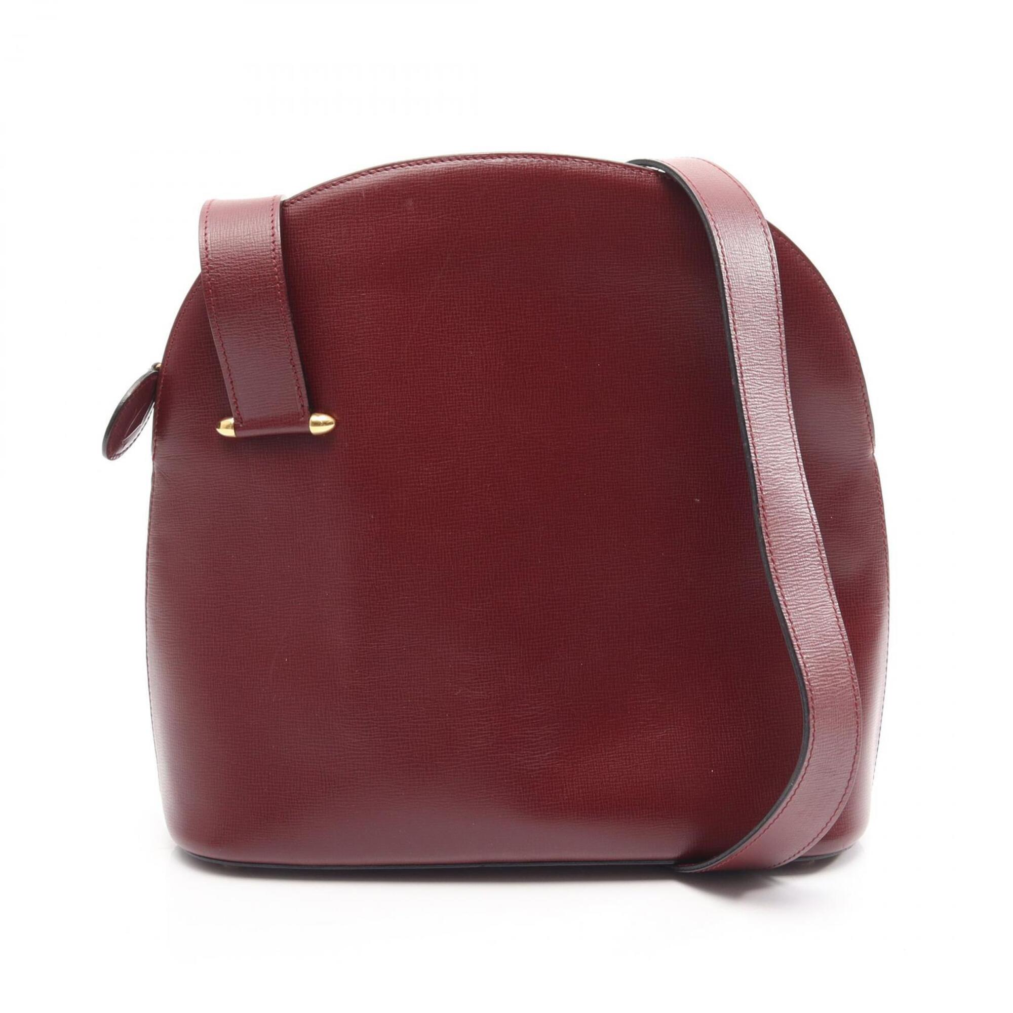 Cartier Bordeaux Leather Handbag Shoulder Bag (Pre-Owned)