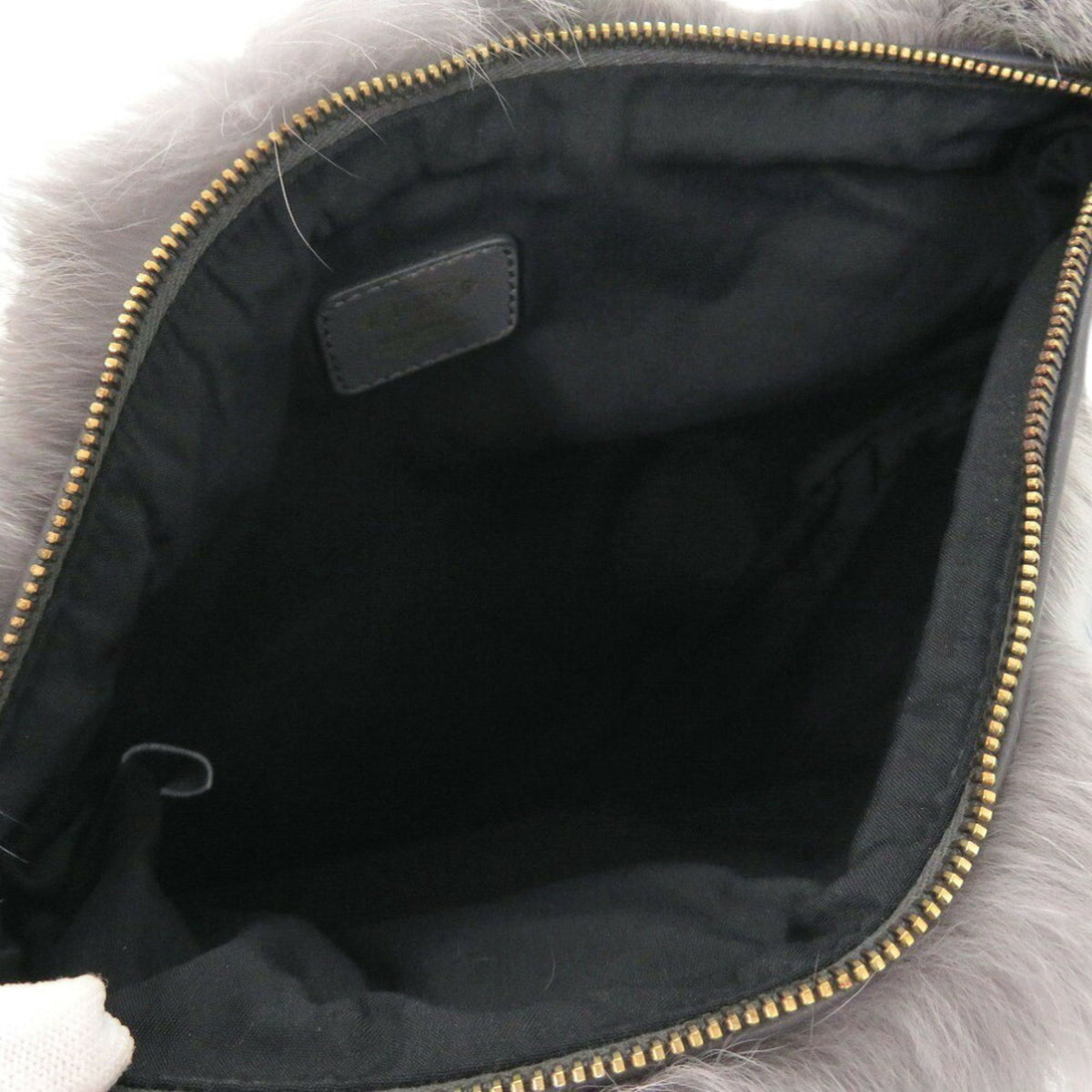 Tod's Black Gray Leather Fur Clutch Bag (Pre-Owned)