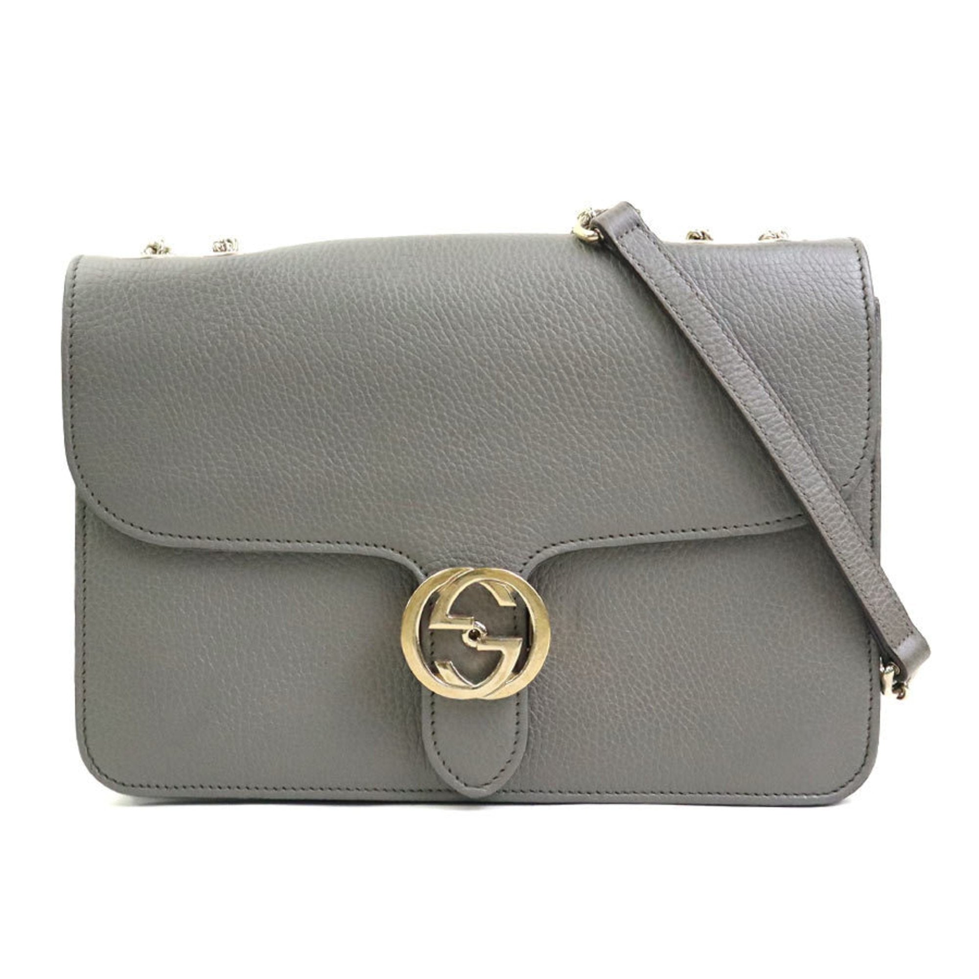 Gucci Gray Leather Shoulder Bag (Pre-Owned)