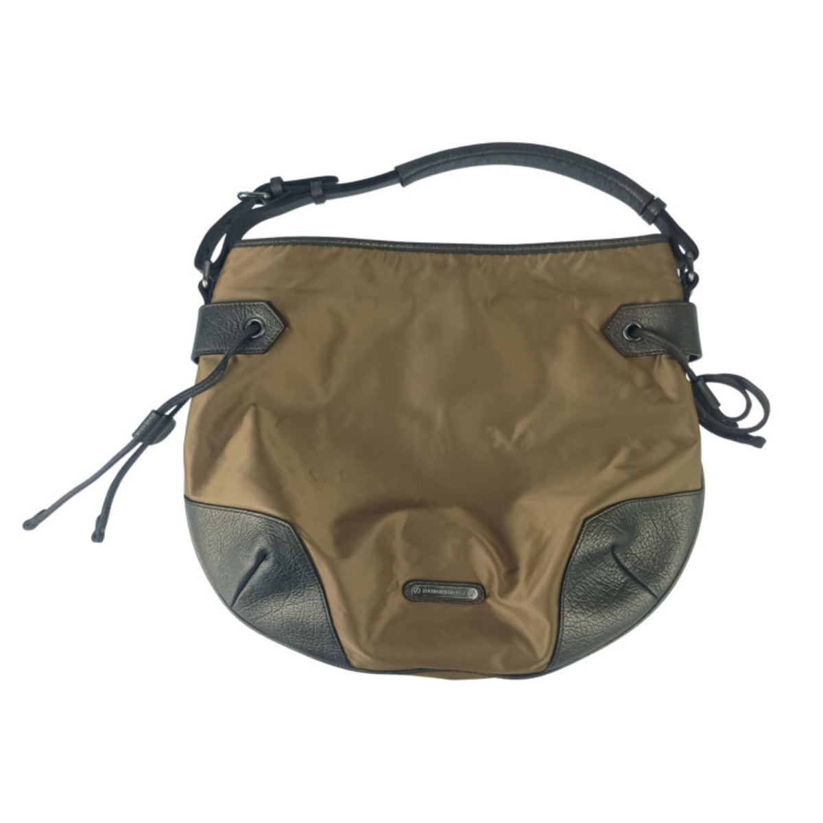 Burberry Bronze Nylon Leather Handbag Shoulder Bag (Pre-Owned)