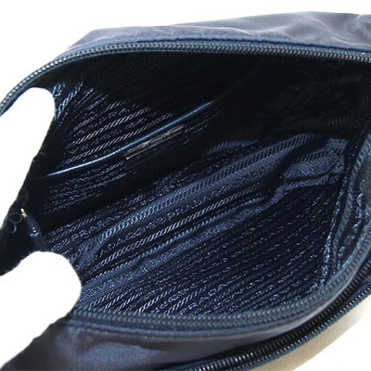 Prada Bleu Navy Nylon Leather Shoulder Bag (Pre-Owned)