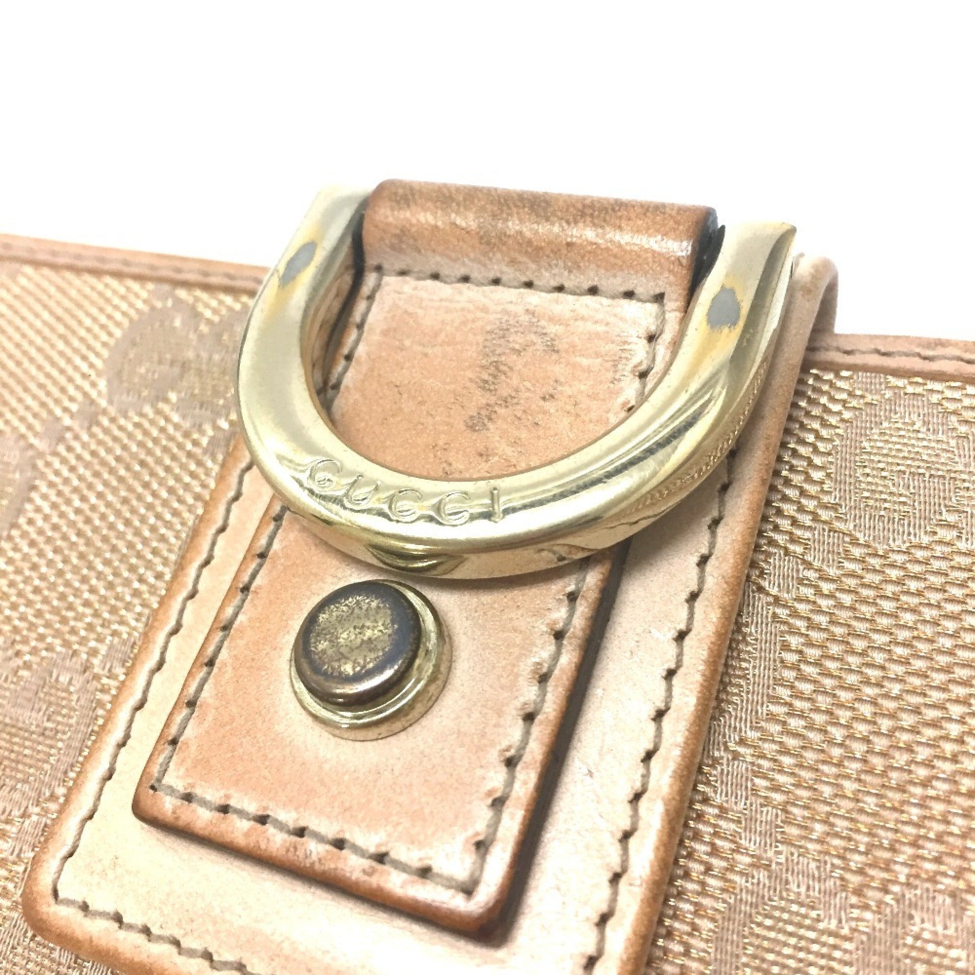 Gucci Pink Beige Gg Canvas Long Wallet (Bi-Fold) (Pre-Owned)