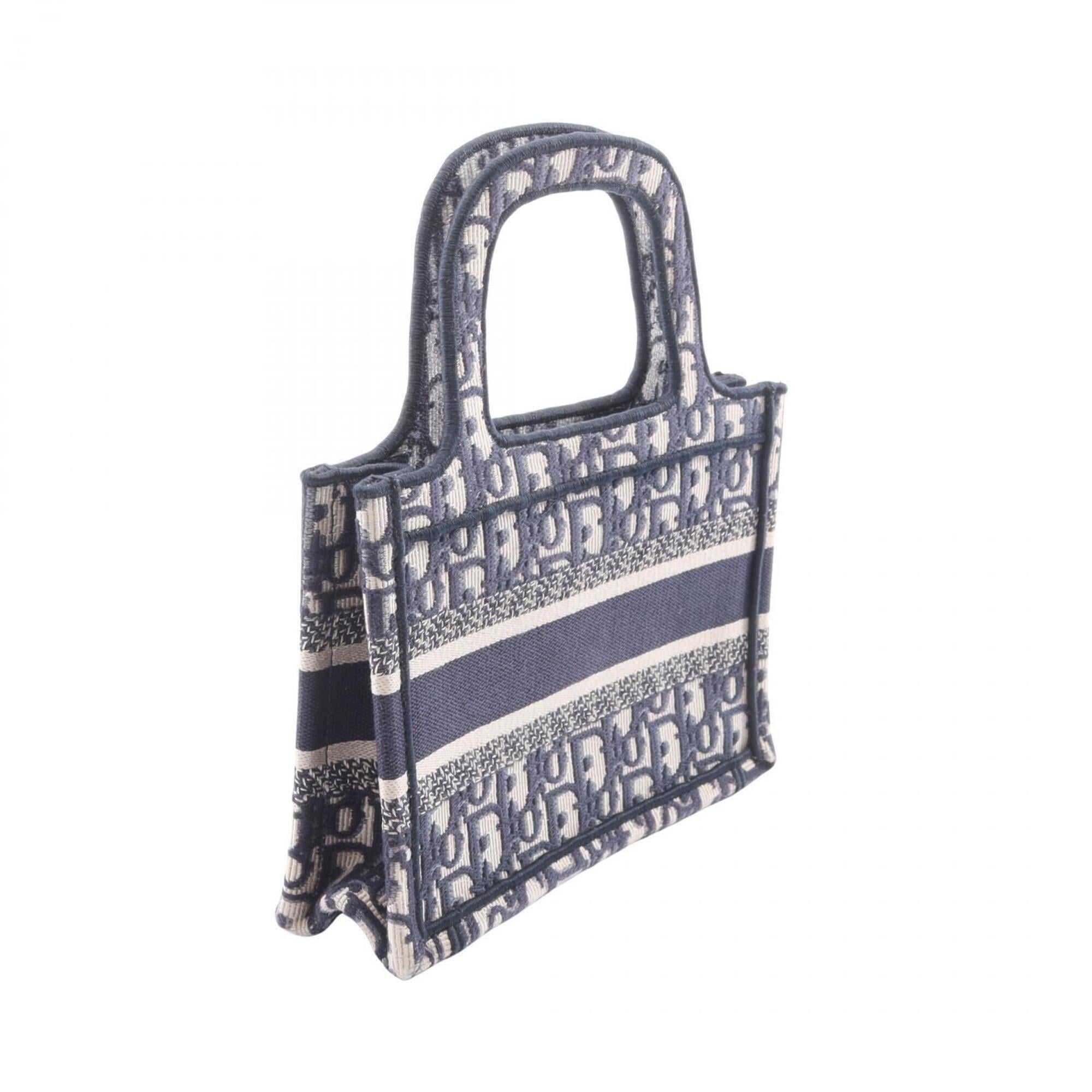 Christian Dior Ivory Navy Canvas Handbag Tote Bag (Pre-Owned)