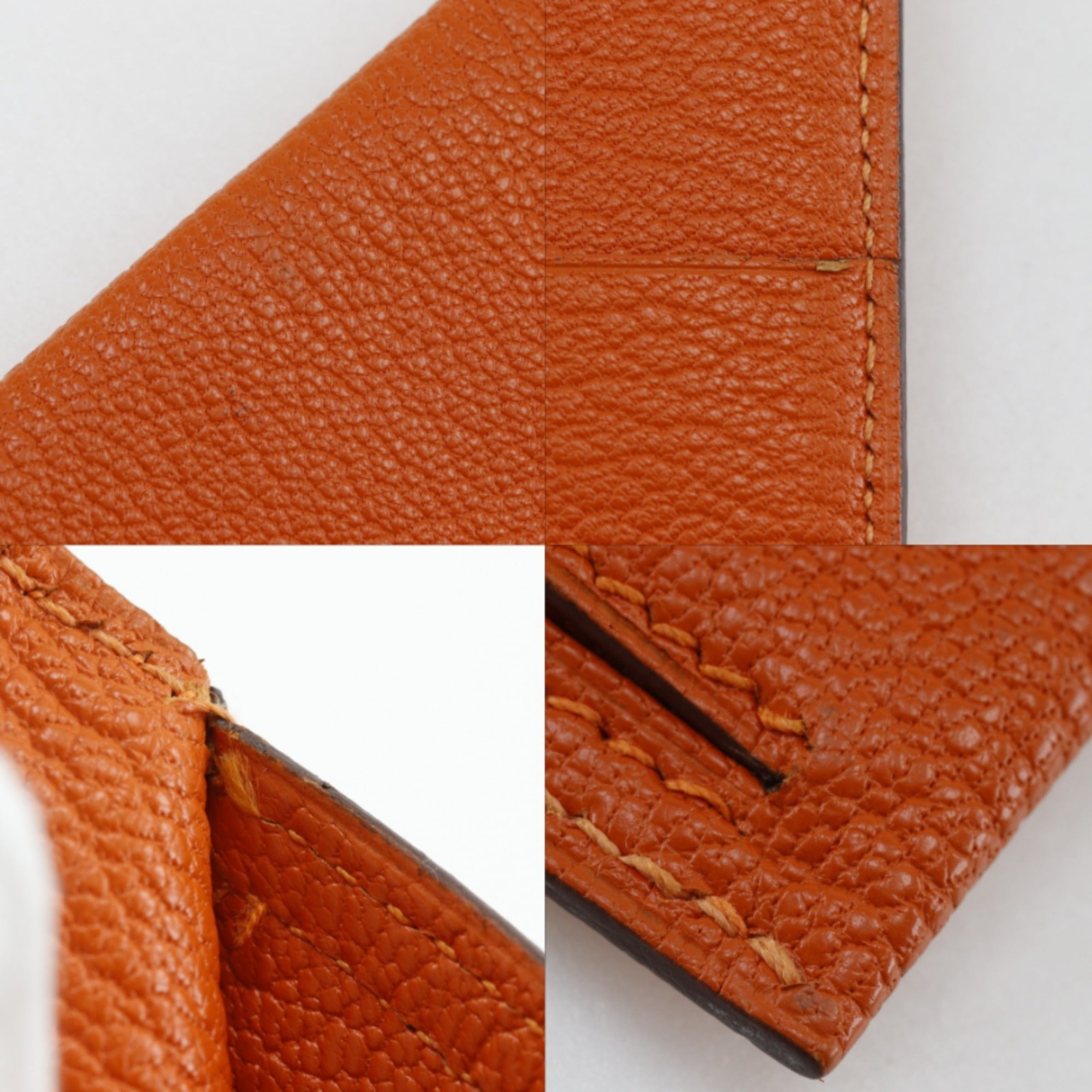Hermes Orange Chevre Leather Long Wallet (Bi-Fold) (Pre-Owned)