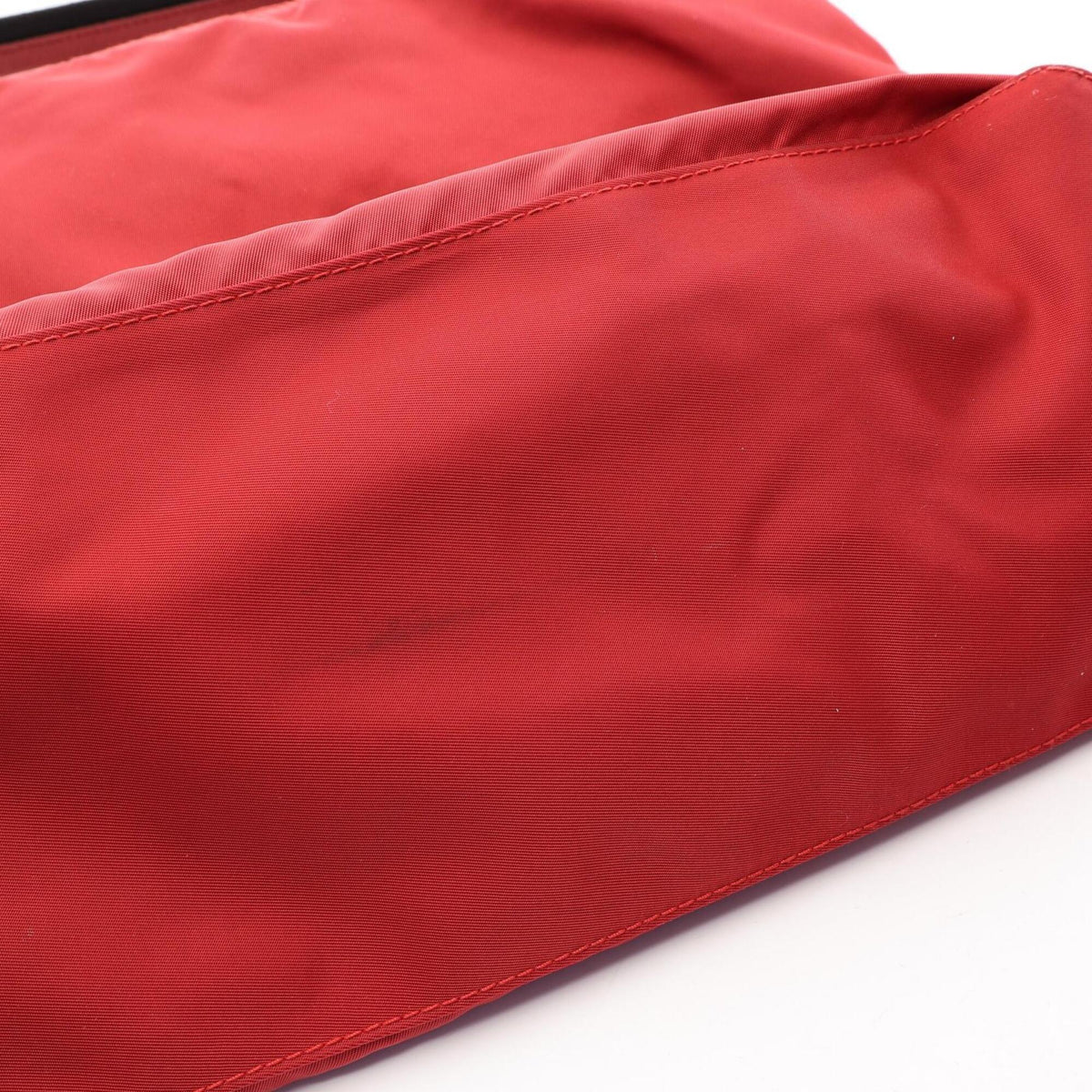 Prada Black Red Color Nylon Leather Handbag Tote Bag (Pre-Owned)