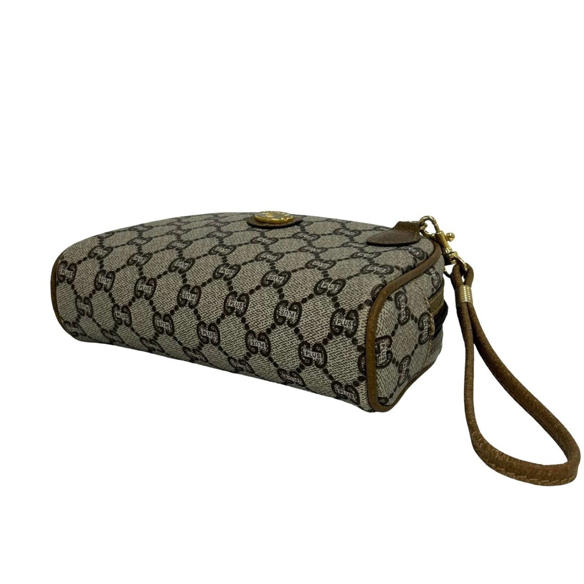Gucci Brown Leather Pvc Clutch Bag Shoulder Bag (Pre-Owned)