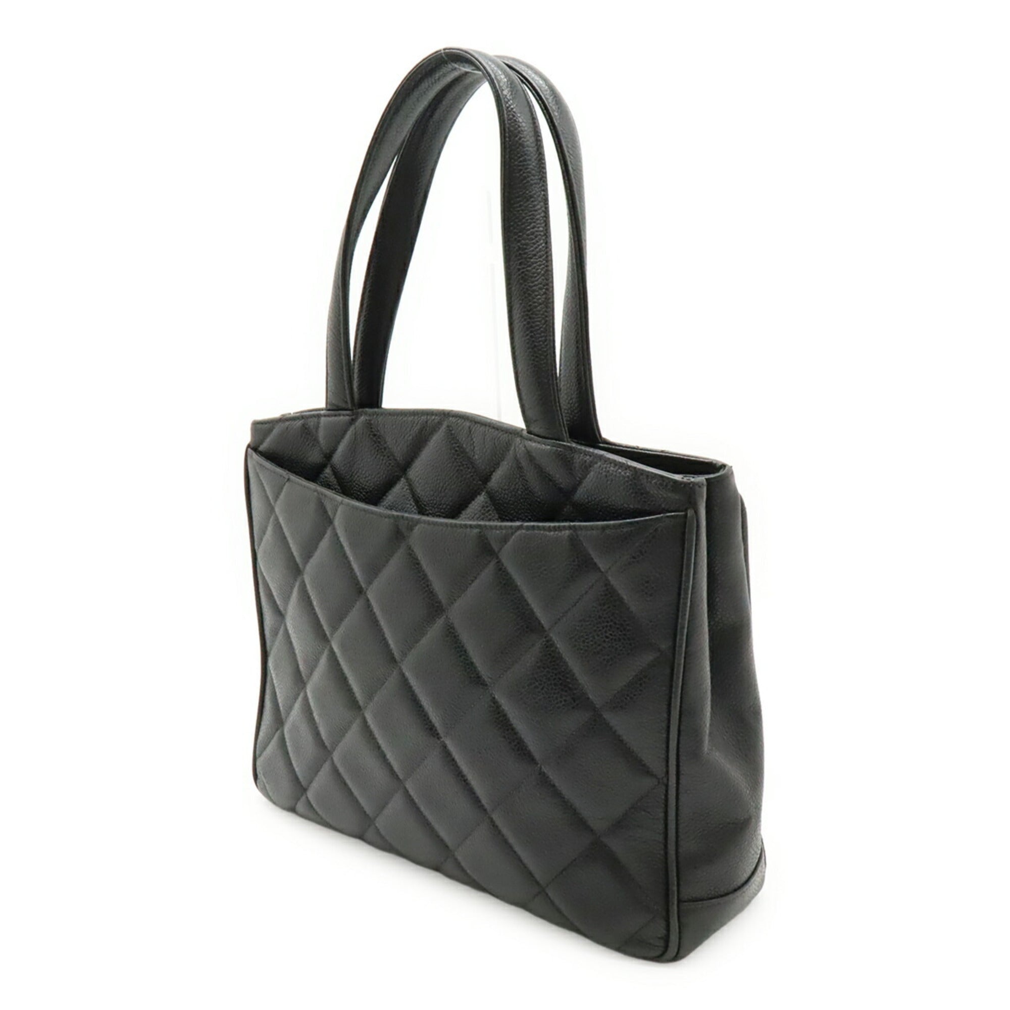 Chanel Black Grained Calfskin Handbag Tote Bag (Pre-Owned)