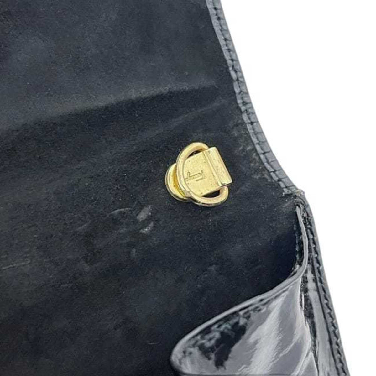 Salvatore Ferragamo Vara Black Patent Leather Shoulder Bag (Pre-Owned)