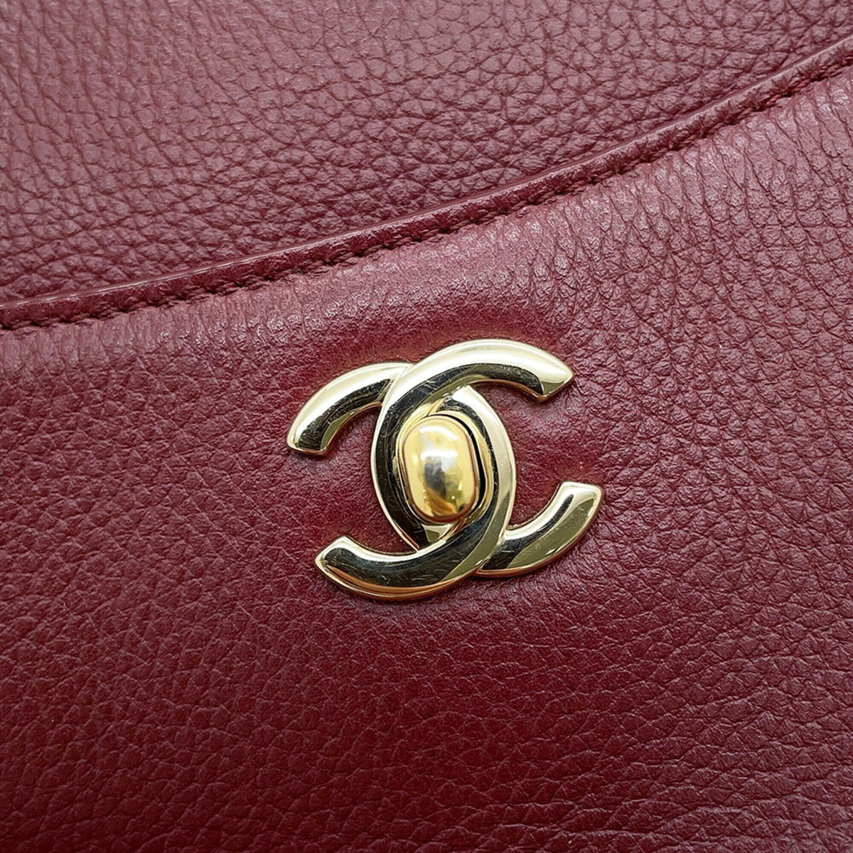 Chanel Bordeaux Champagne Gold Grained Calfskin Handbag Shoulder Bag Tote Bag (Pre-Owned)