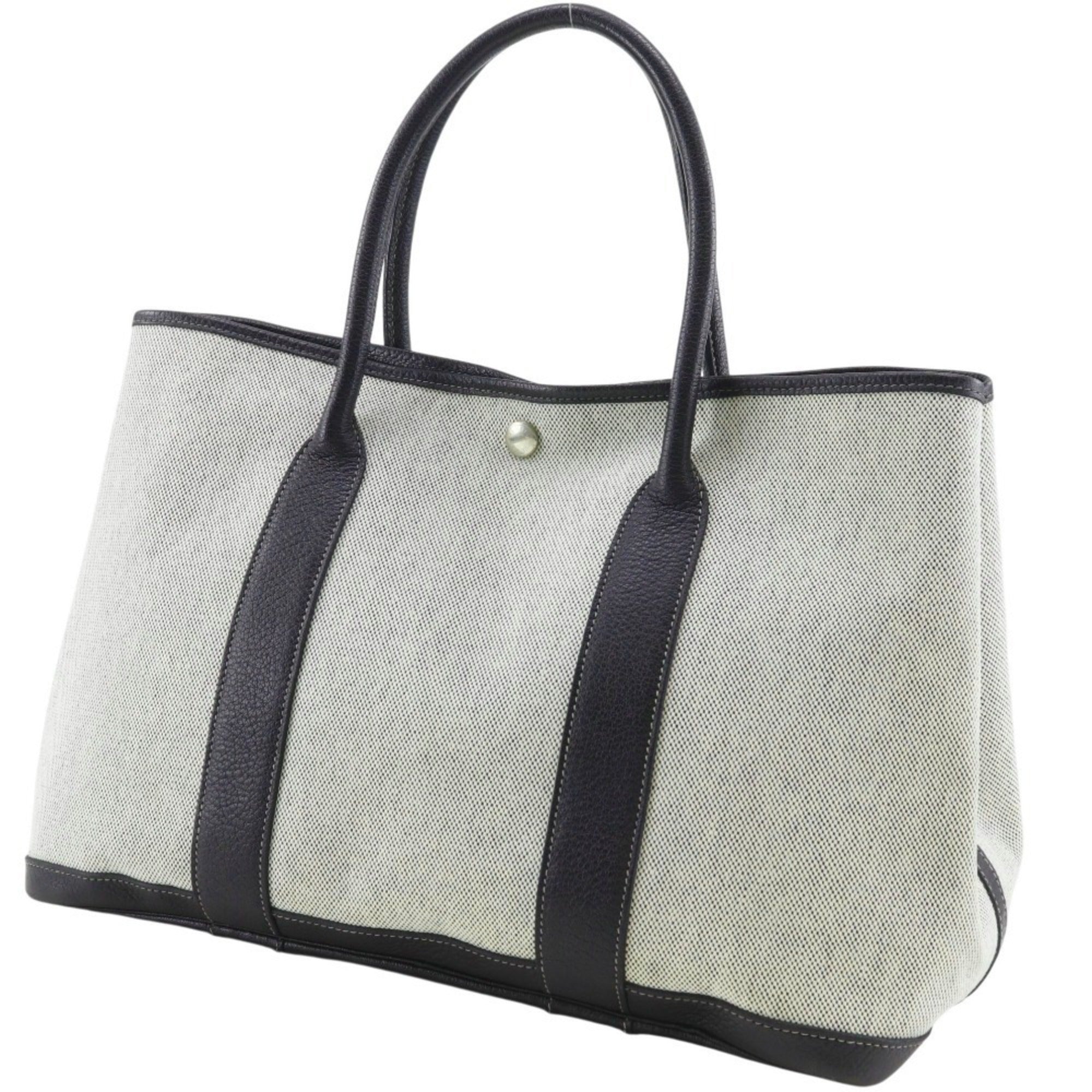 Hermes Black Gray White Toile H Tote Bag (Pre-Owned)