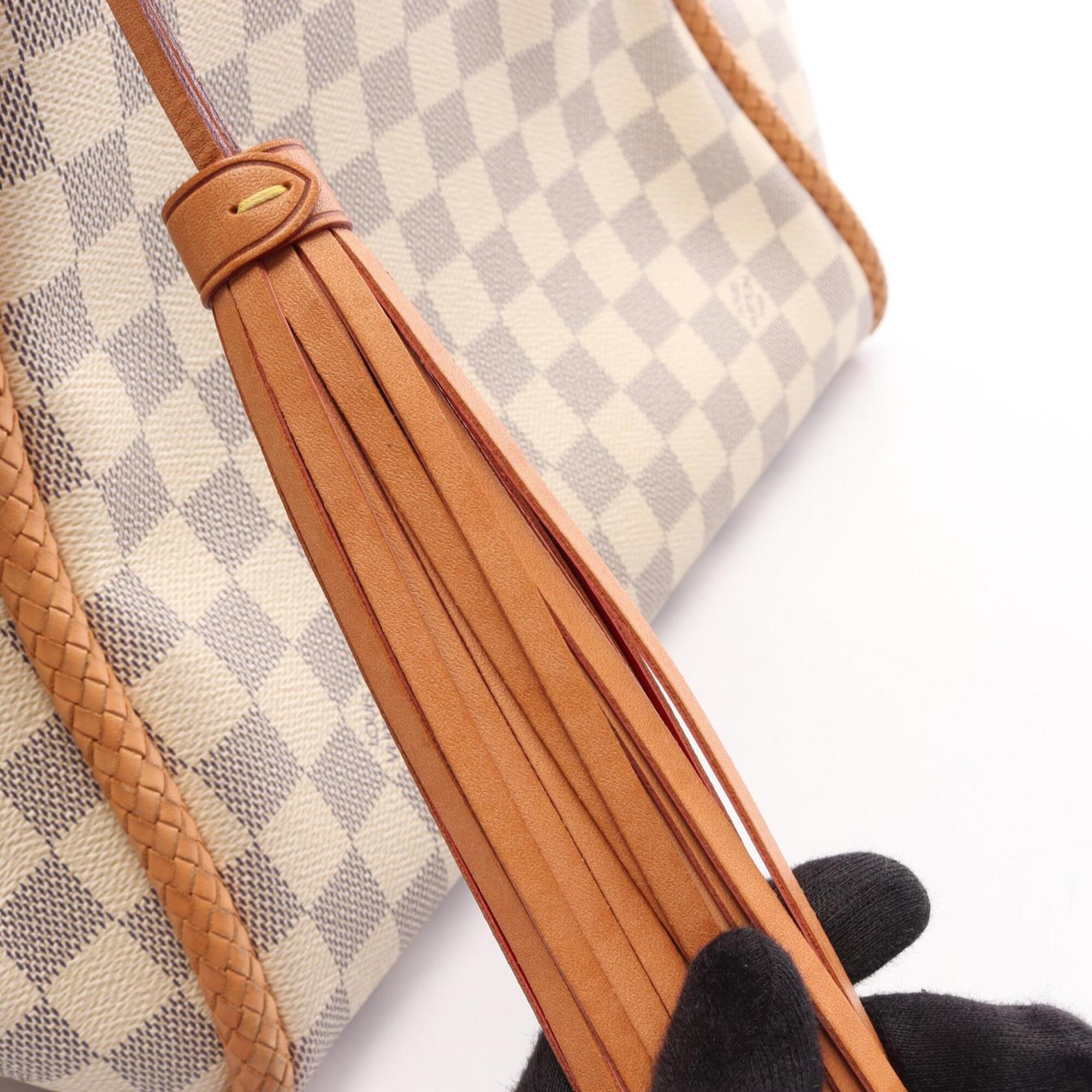 Louis Vuitton Damier Azur White Coated Canvas Leather Tote Bag (Pre-Owned)