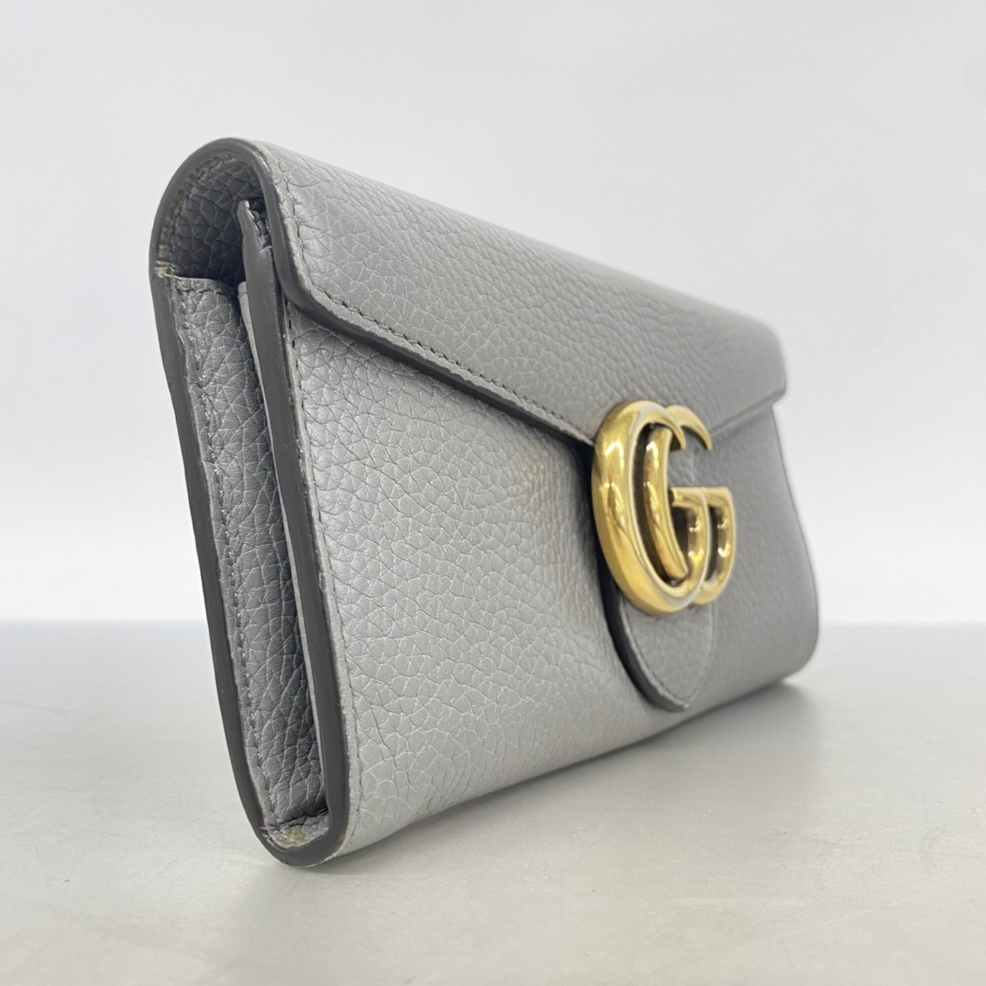 Gucci Gray Leather Long Wallet (Bi-Fold) (Pre-Owned)
