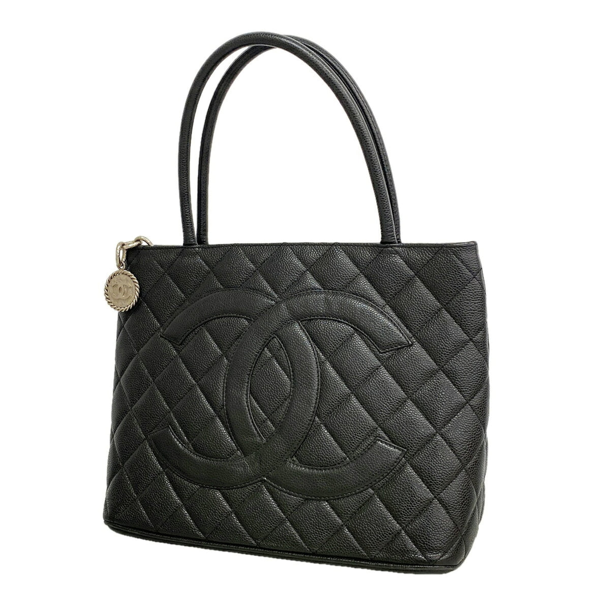 Chanel Black Grained Calfskin Tote Bag (Pre-Owned)