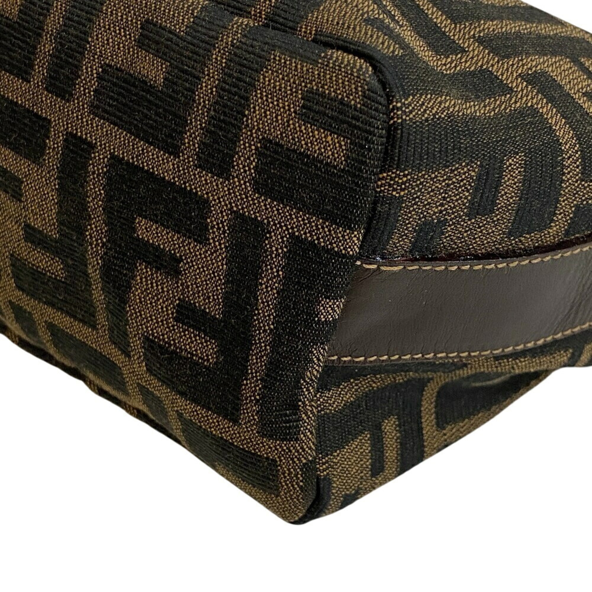 Fendi Zucca Brown Canvas Handbag Pouch (Pre-Owned)