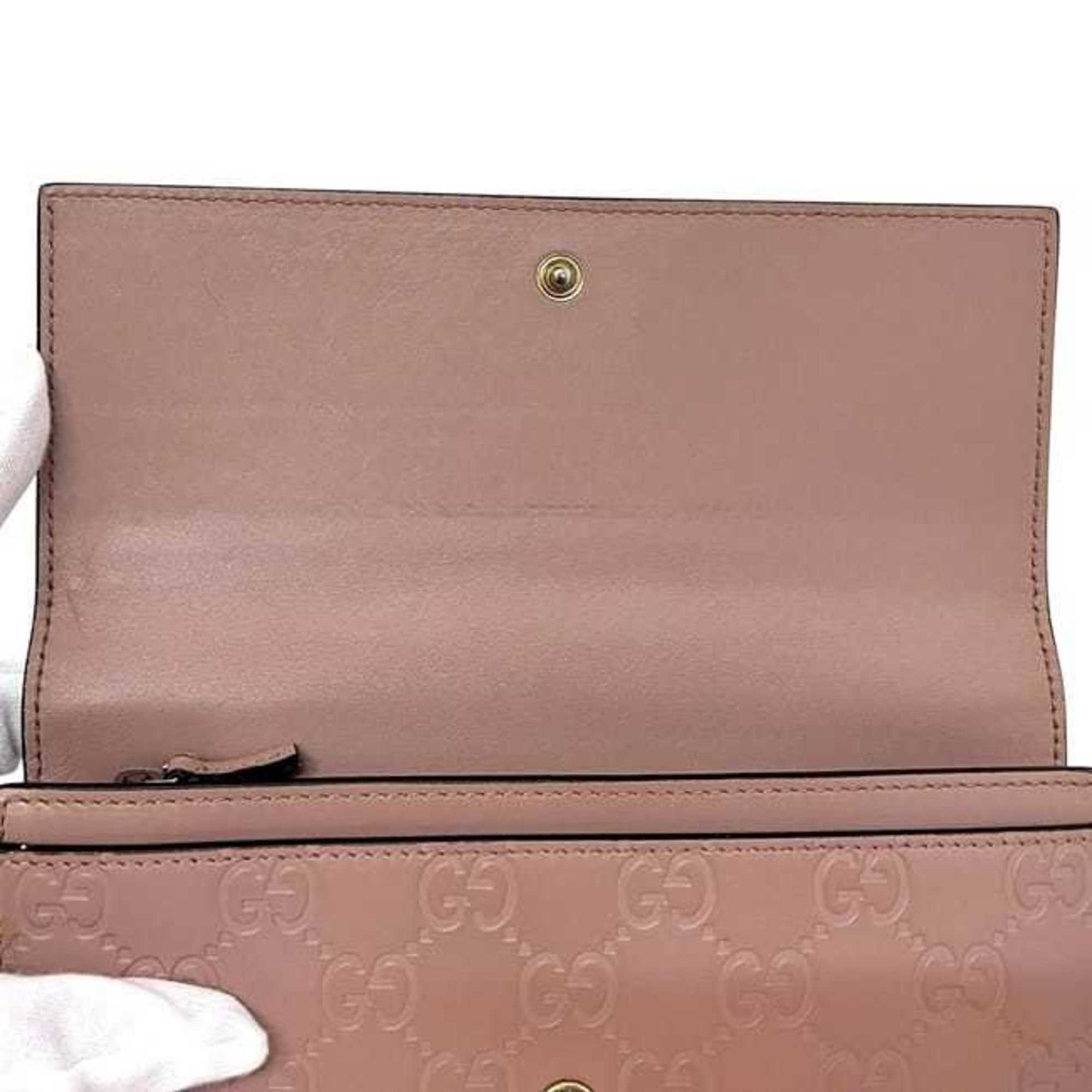 Gucci Beige Pink Leather Long Wallet (Bi-Fold) (Pre-Owned)