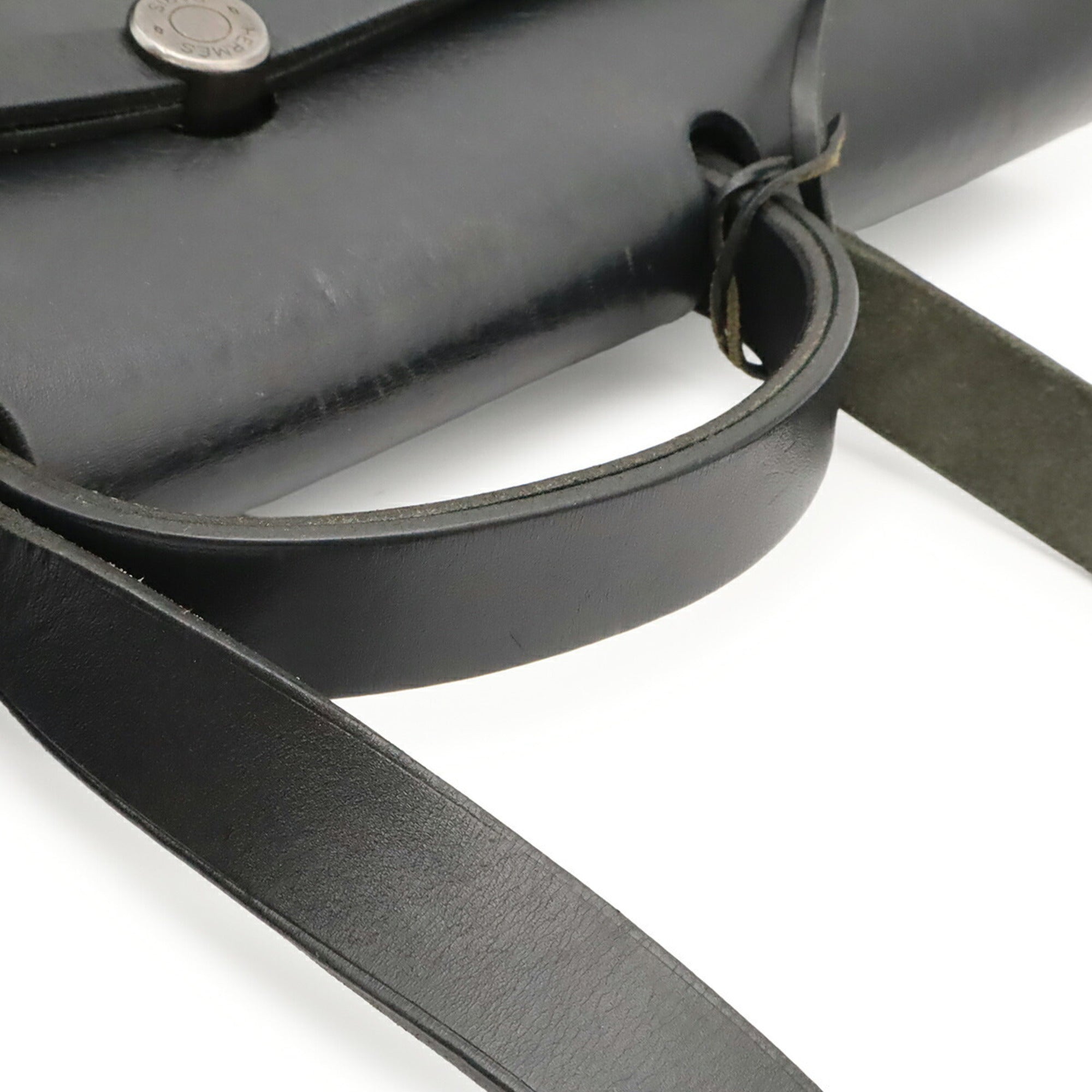 Hermes Black Toile Officier Handbag Shoulder Bag (Pre-Owned)