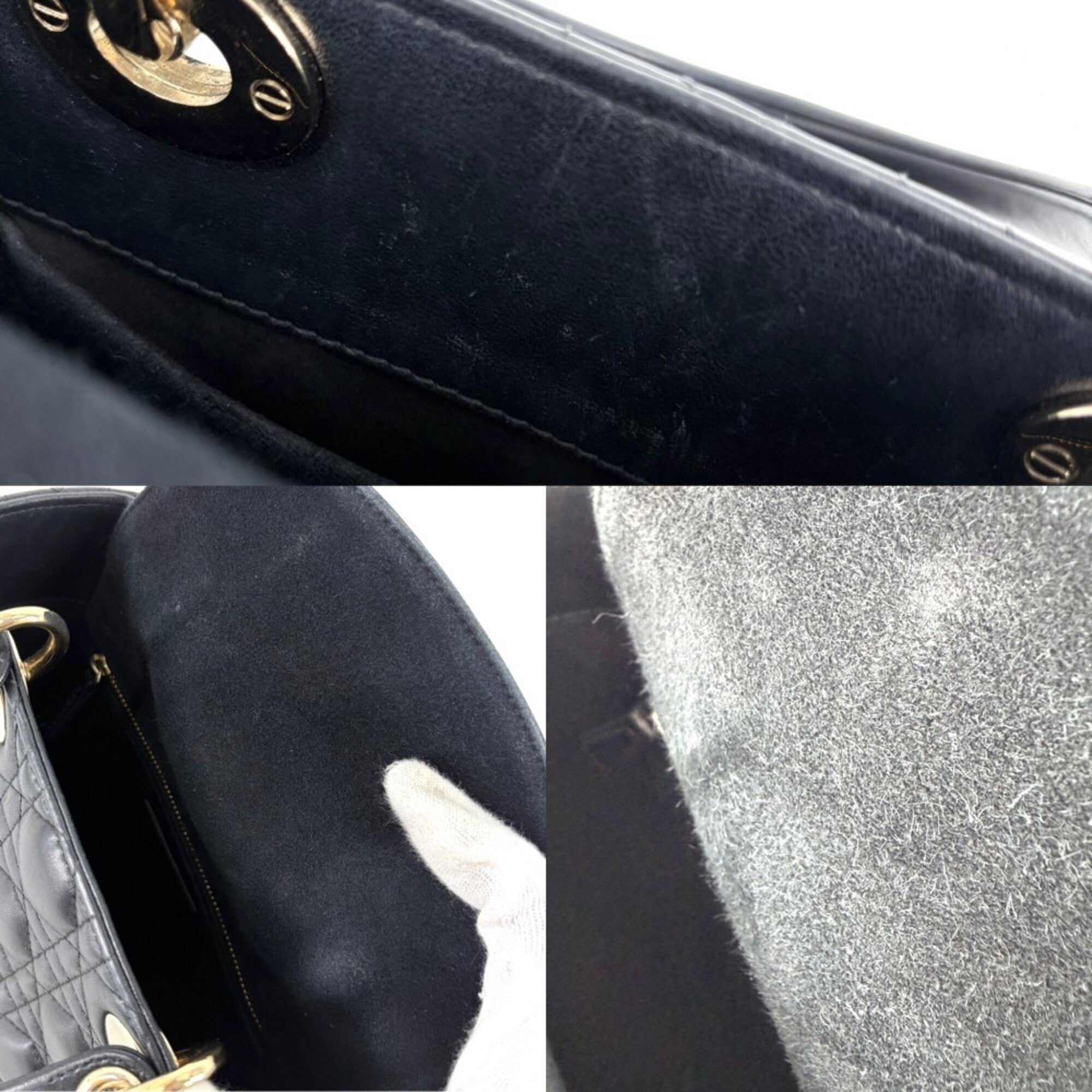Christian Dior Lady Dior Black Leather Handbag Shoulder Bag (Pre-Owned)