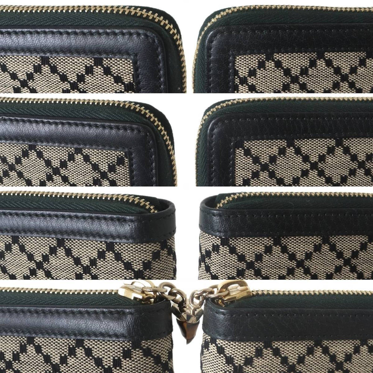Gucci Diamante Beige Black Canvas Leather Wallet (Bi-Fold) (Pre-Owned)
