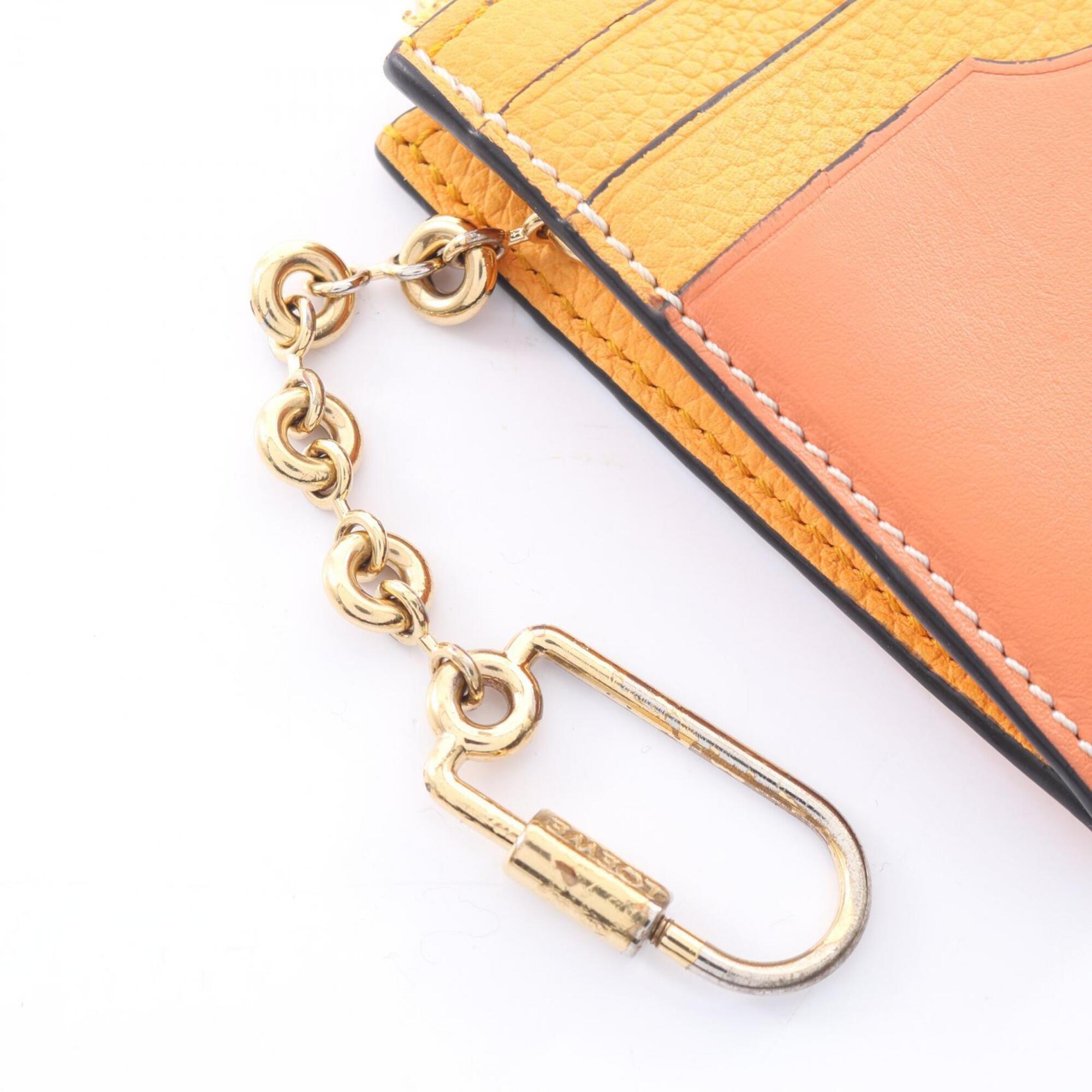 Loewe Brown Orange Pink Leather Coin Purse/Coin Case (Pre-Owned)