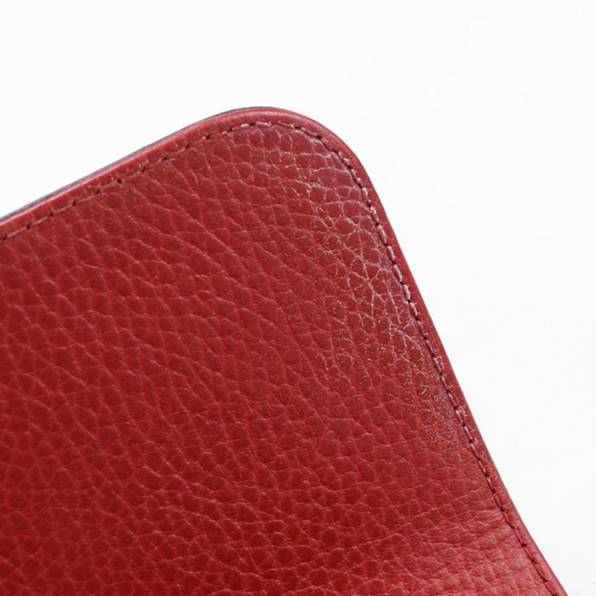 Gucci Red Color Leather Shoulder Bag (Pre-Owned)