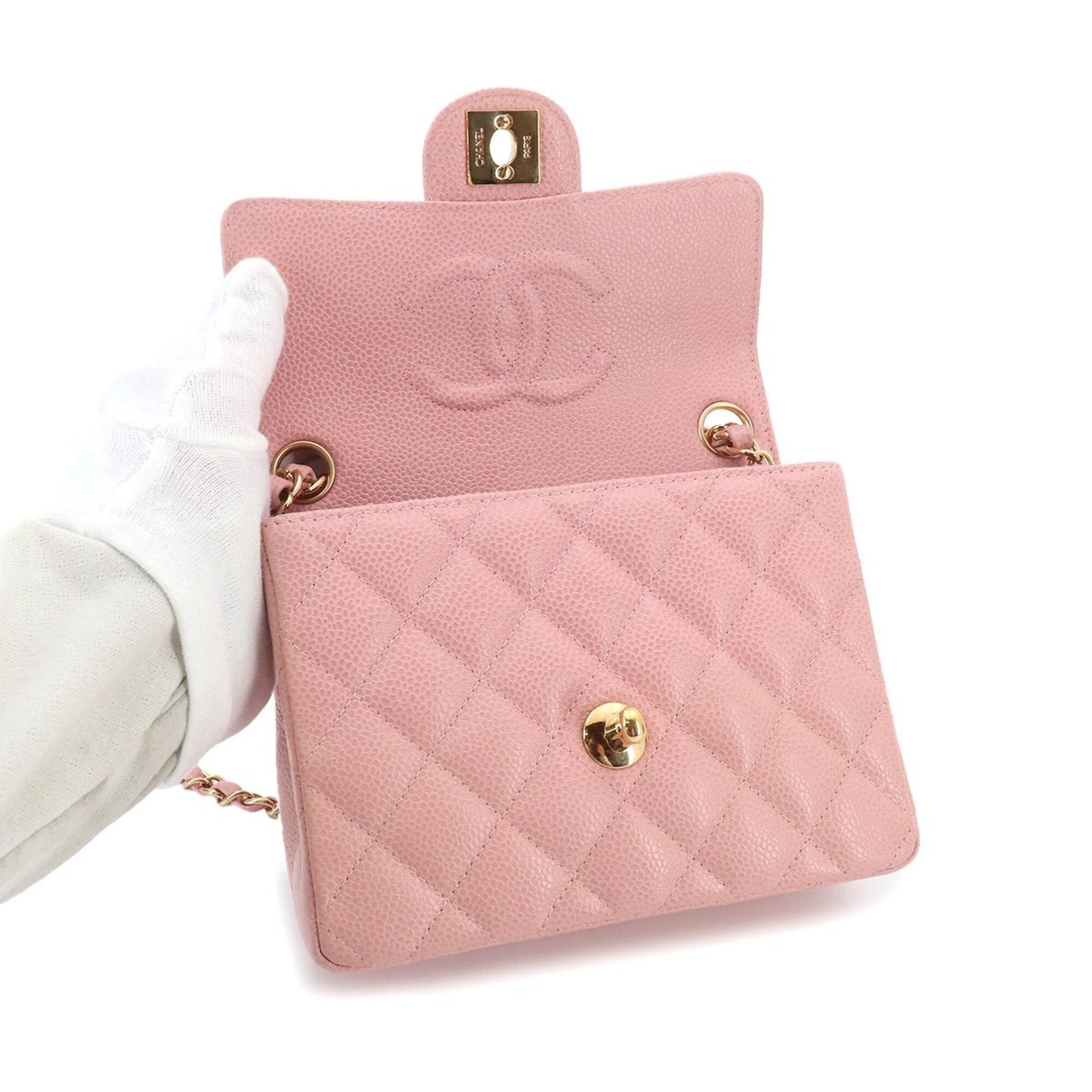 Chanel Pink Grained Calfskin Shoulder Bag (Pre-Owned)