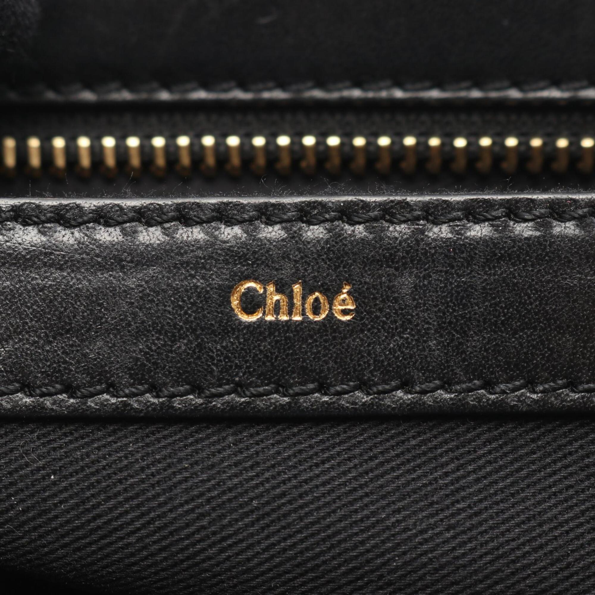 Chloé Beige Black Leather Handbag (Pre-Owned)