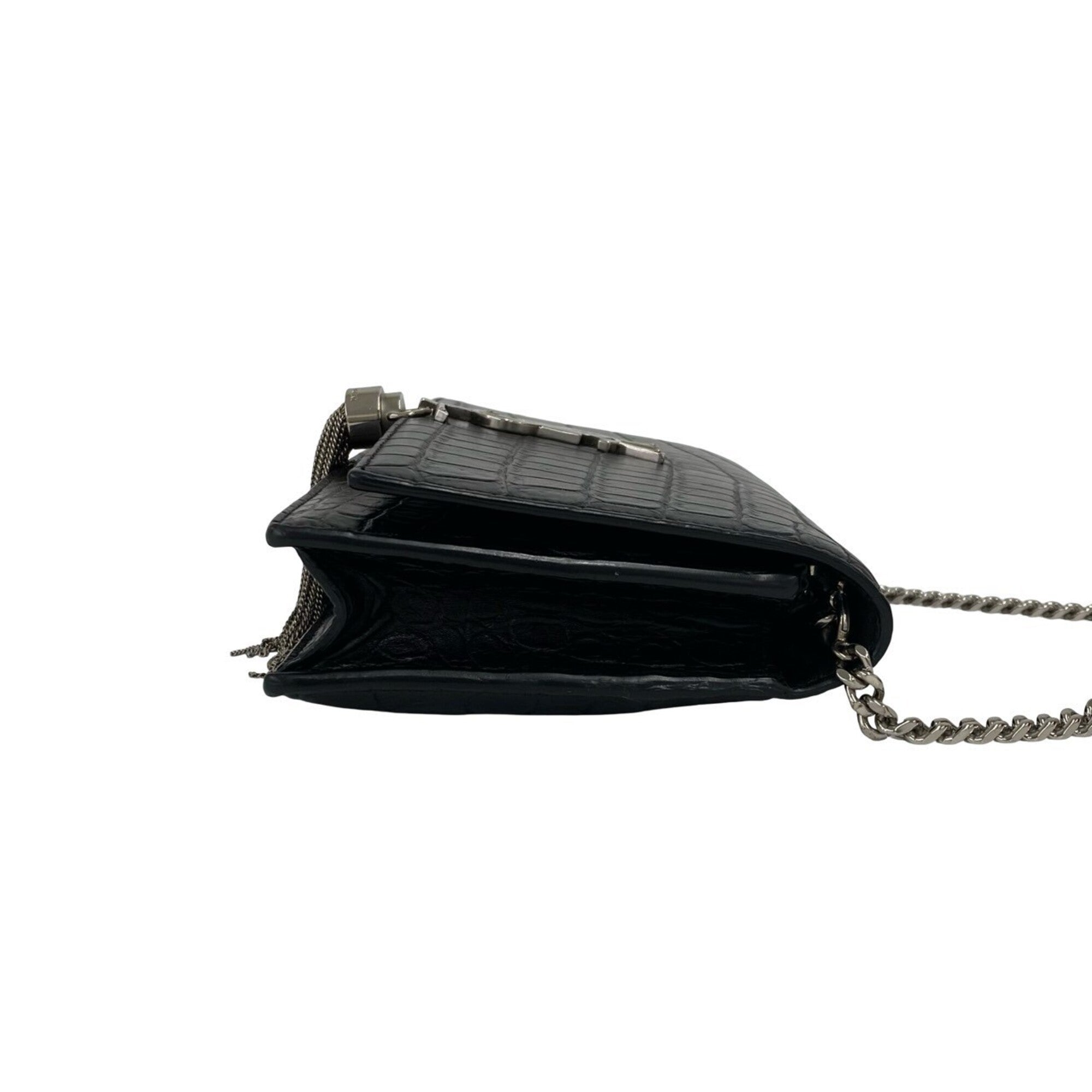 Saint Laurent Black Leather Pochette Shoulder Bag (Pre-Owned)